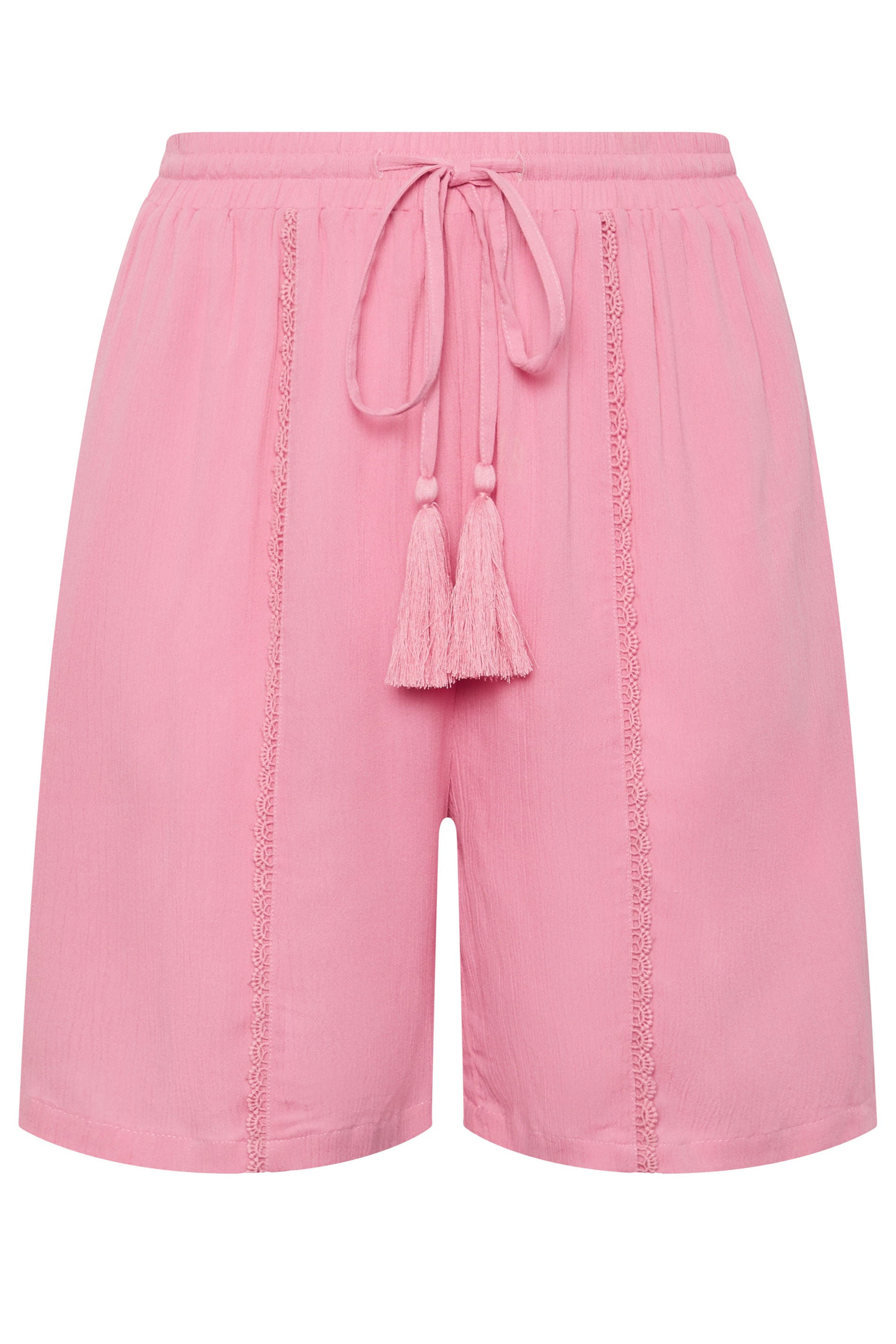 YOURS Plus Size Pink Tassel Shorts | Yours Clothing 5