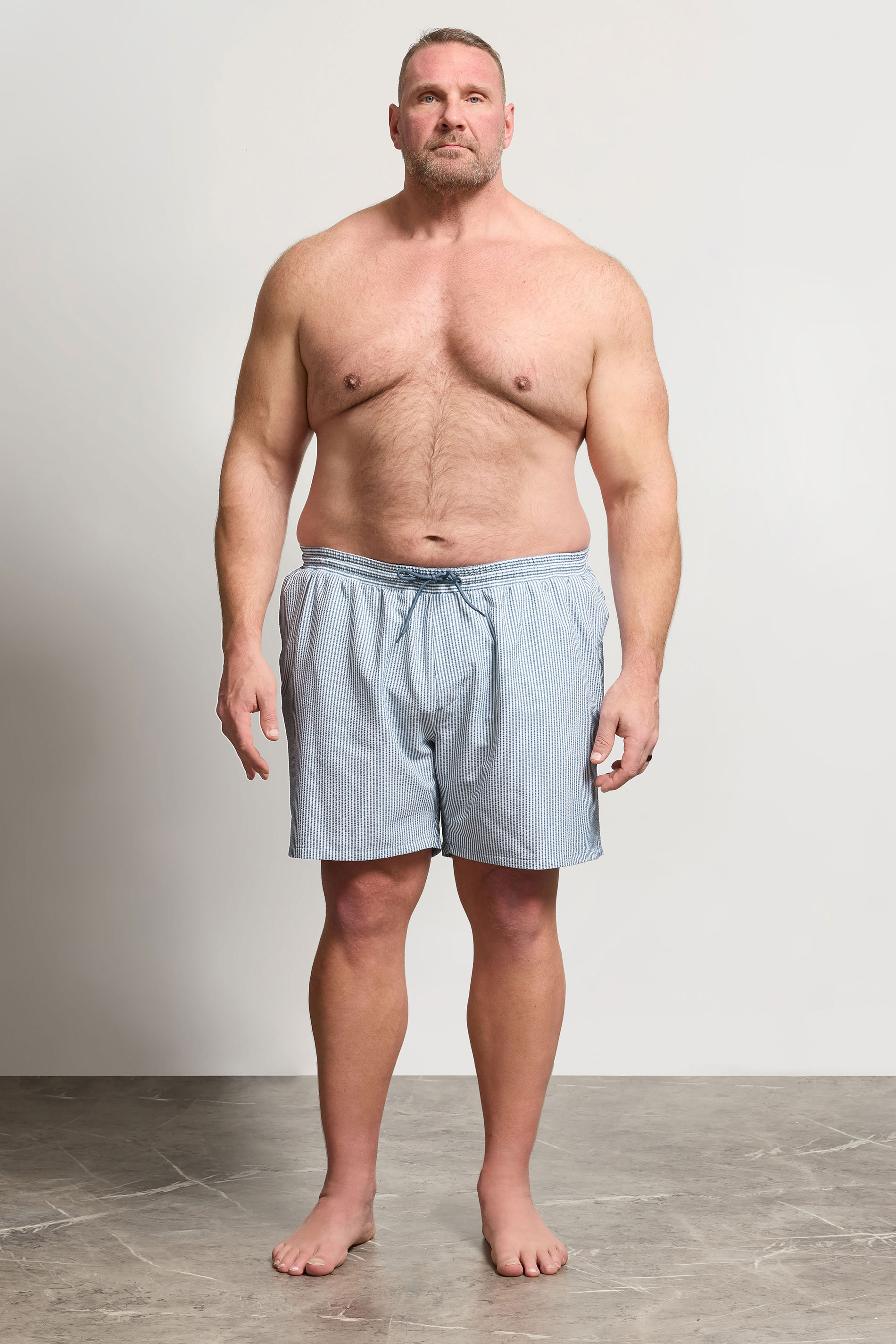 BadRhino Big & Tall Blue Stripe Seersucker Swim Shorts | BadRhino 2