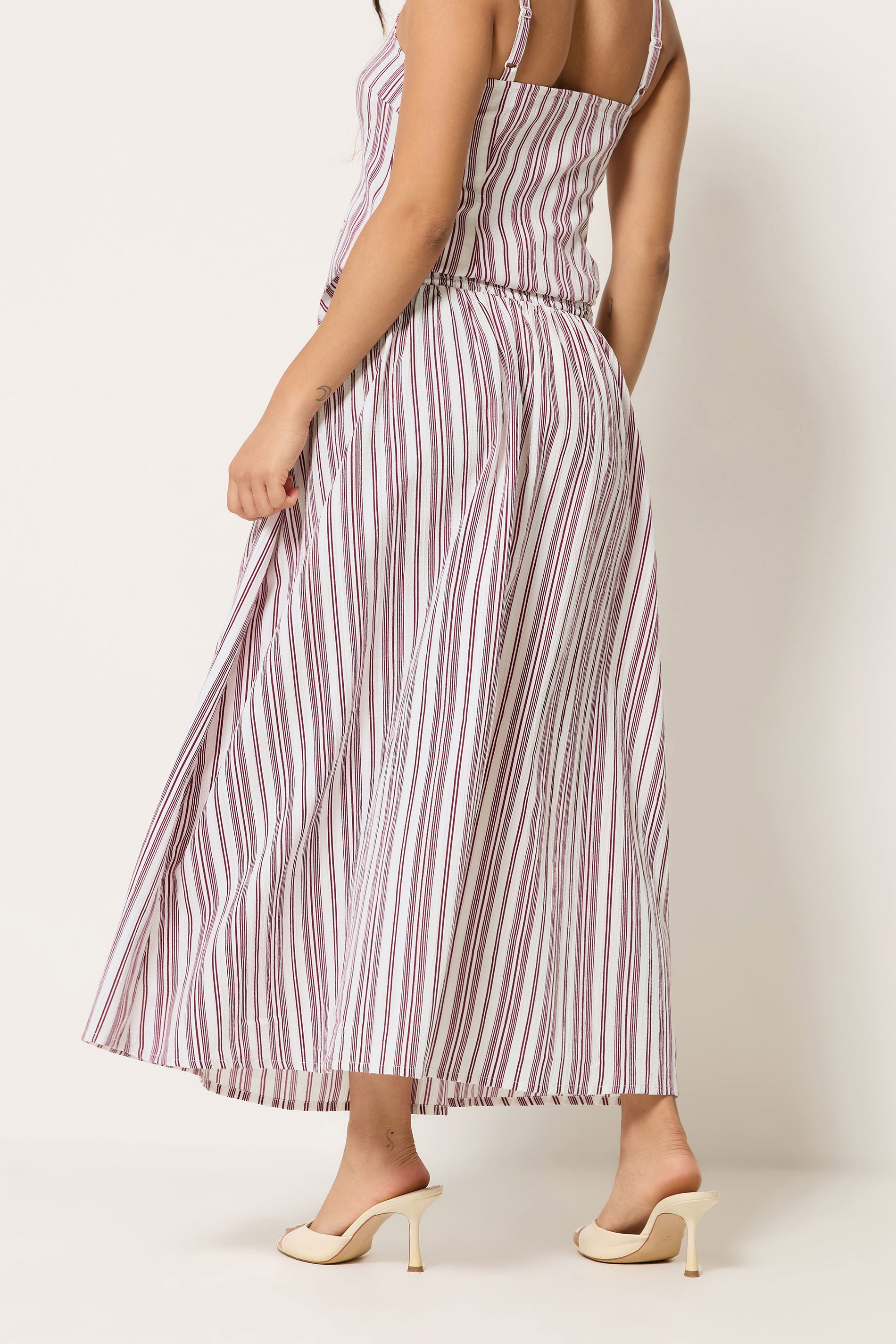 PixieGirl Petite Women's Burgundy Red Stripe Maxi Skirt | PixieGirl  2