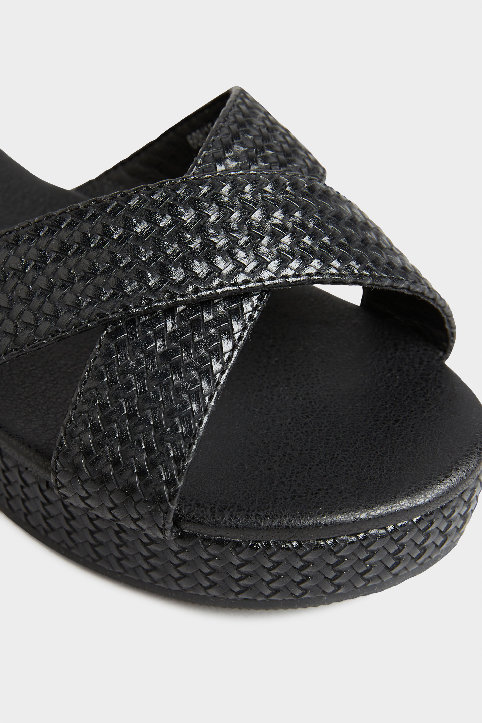 LIMITED COLLECTION Black Weave Platform Sandal In Extra Wide Fit | Long ...