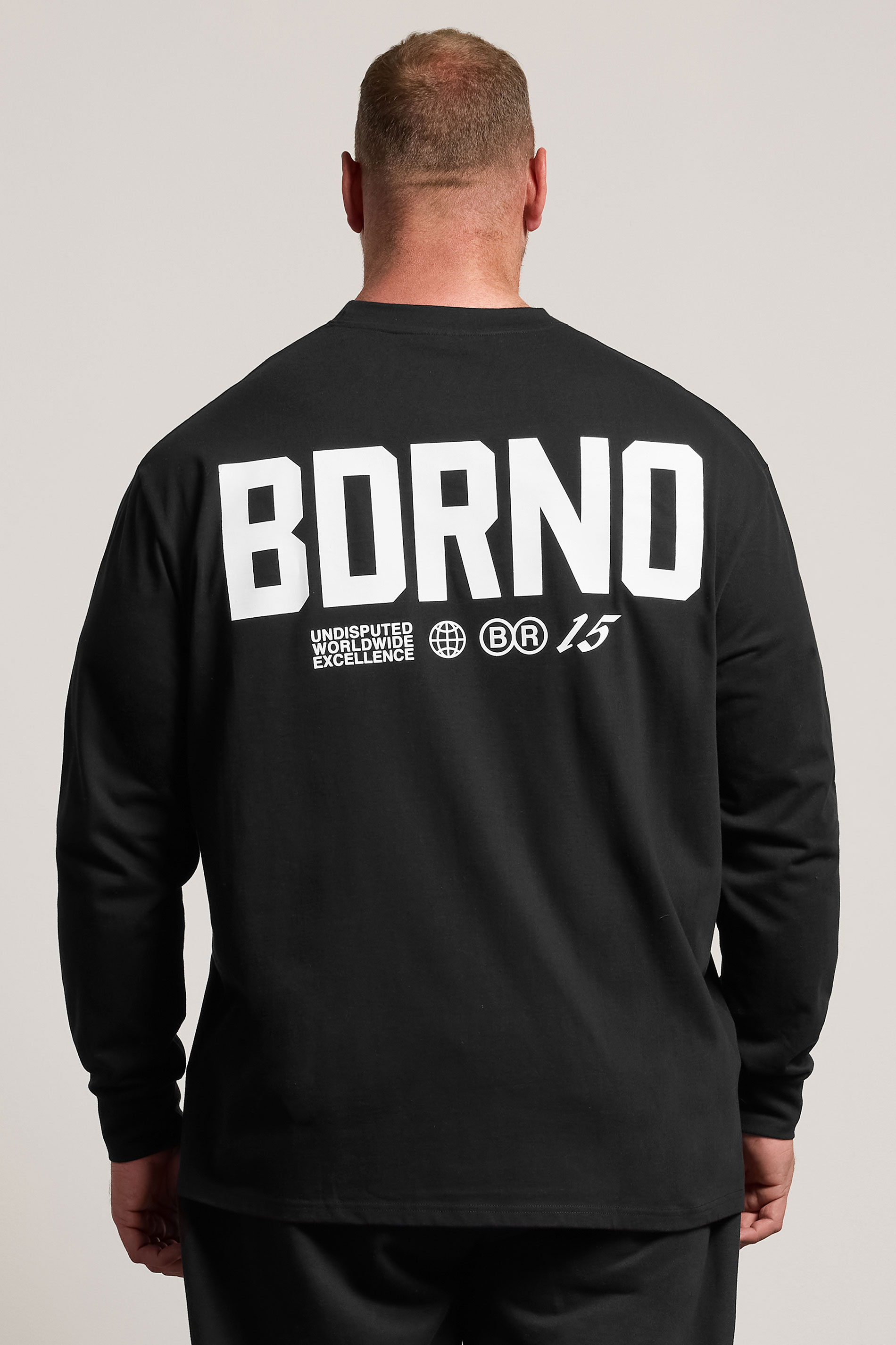 BDRNO Premium Big & Tall Black Printed Long Sleeve T-Shirt | BadRhino 6