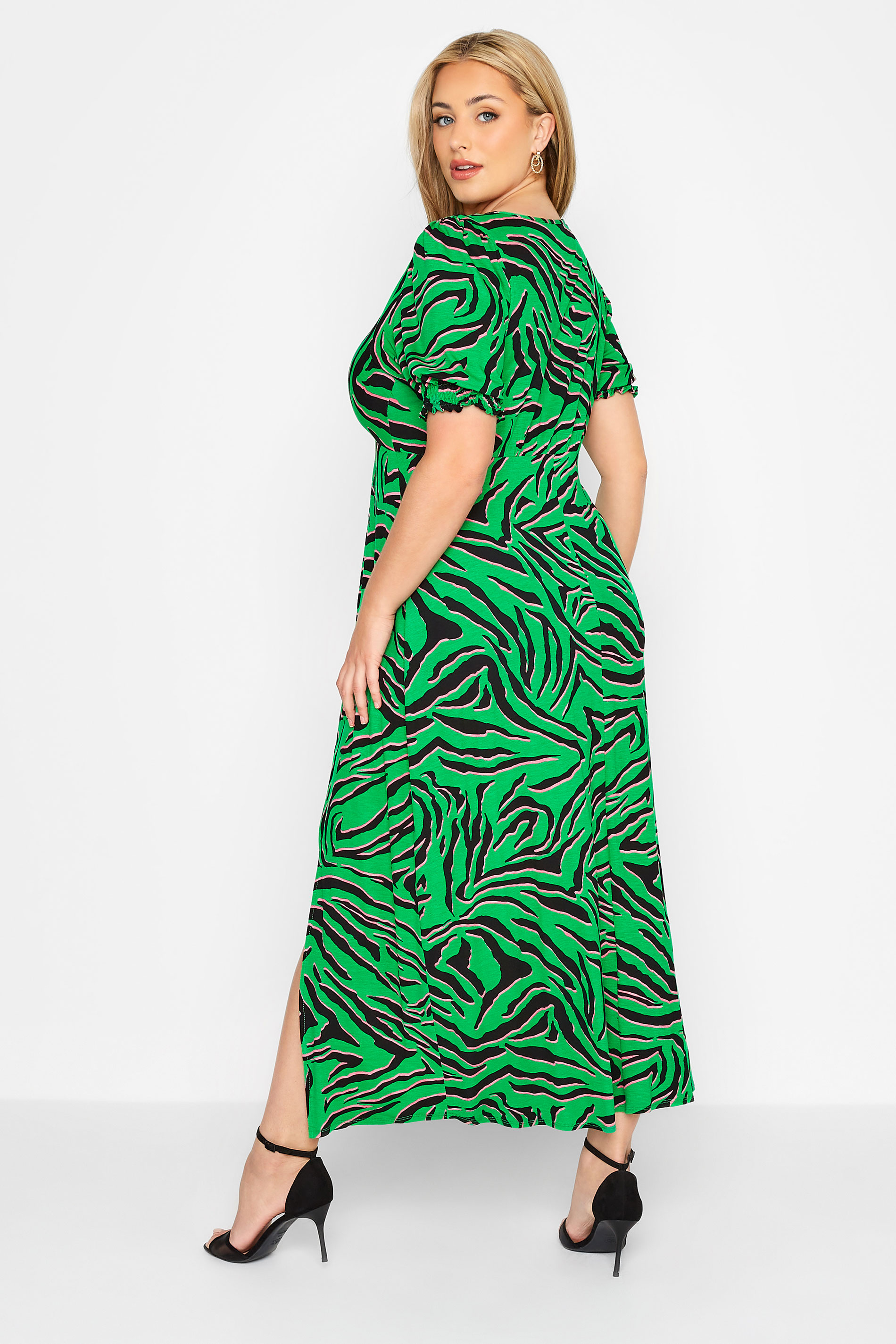 YOURS LONDON Plus Size Green Zebra Print Keyhole Dress | Yours Clothing 3