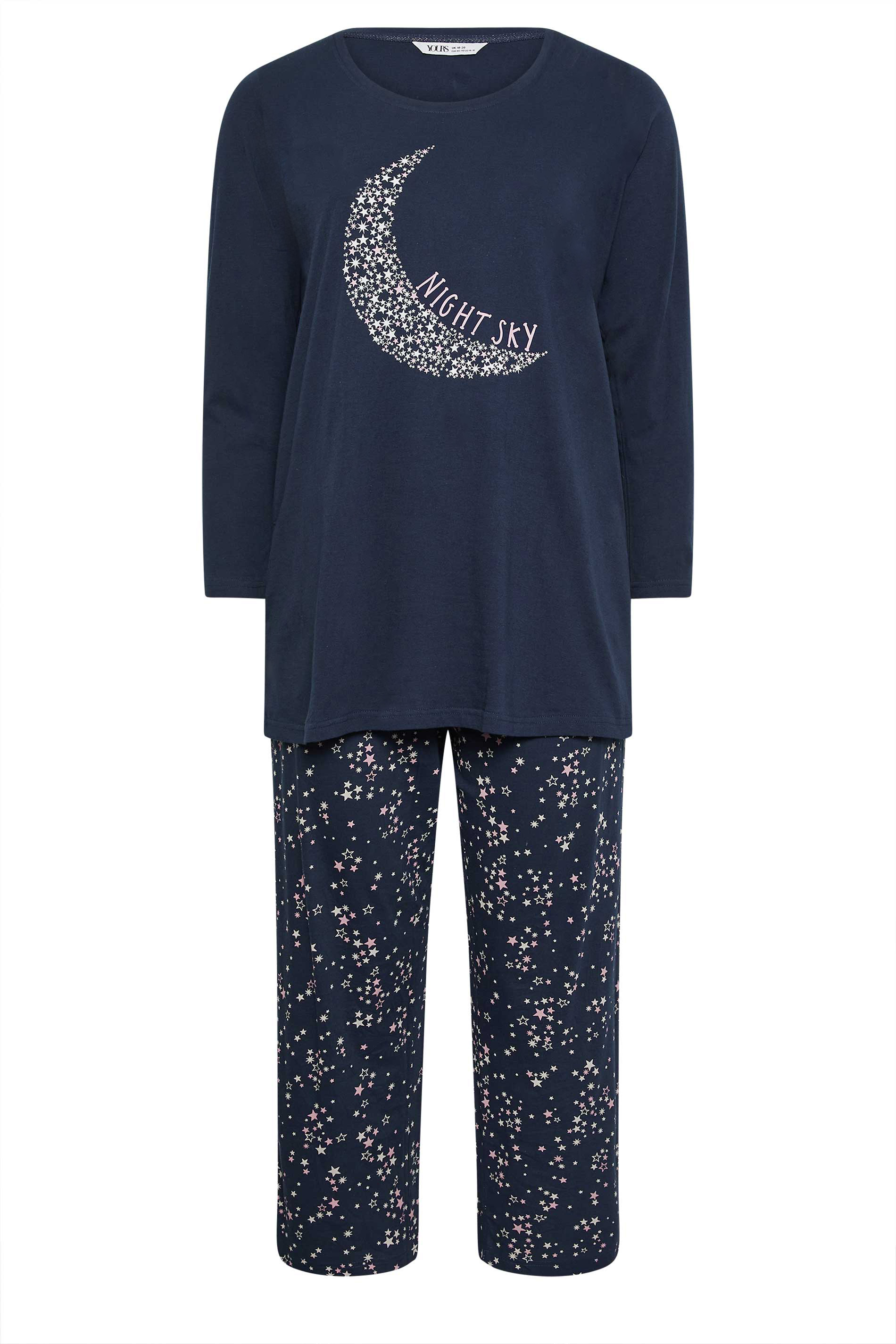 YOURS Curve Navy Blue Butterfly Mixed Print Cami Pyjama Top