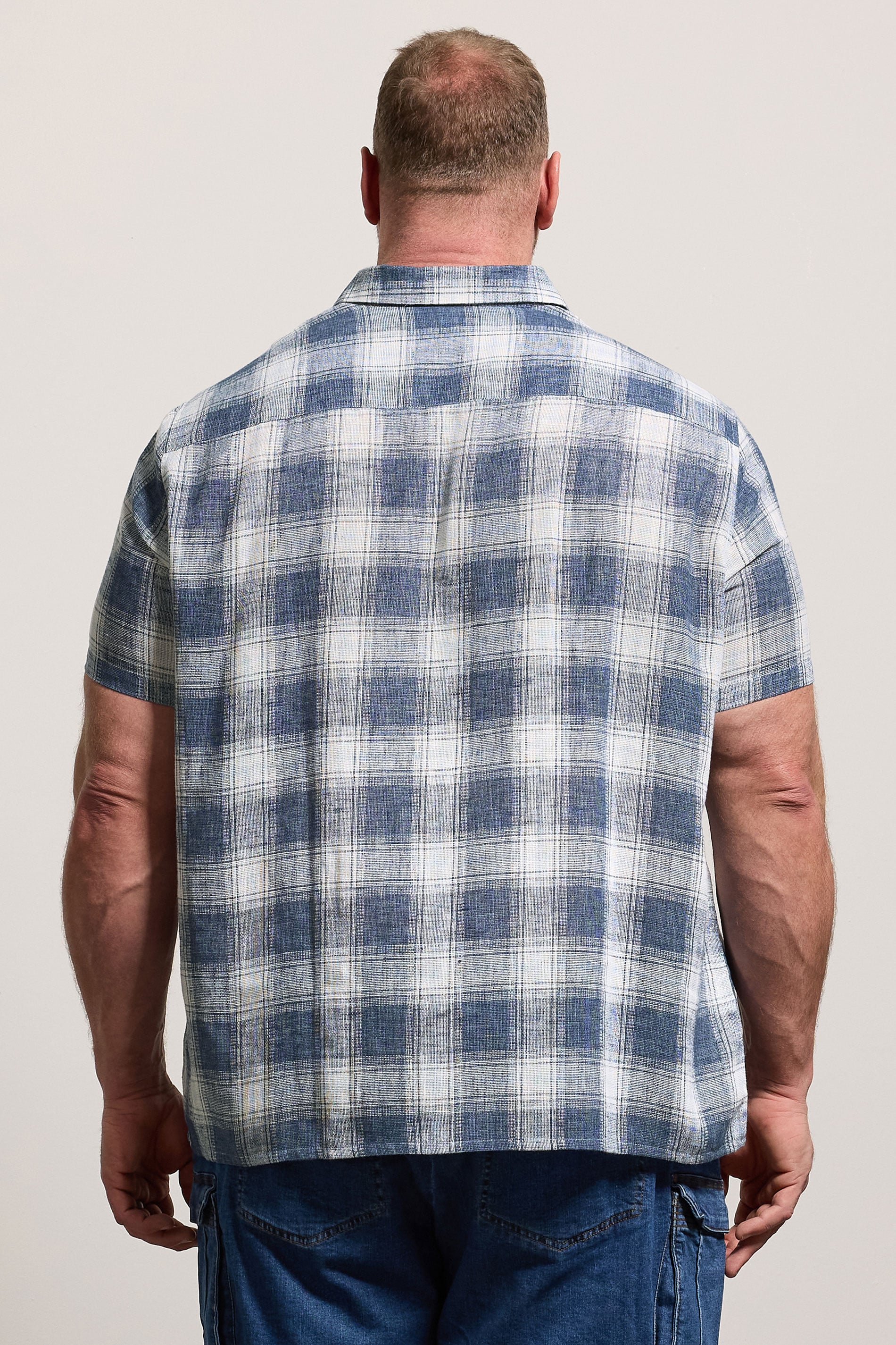 BadRhino Big & Tall Blue Check Print Short Sleeve Shirt | BadRhino 4