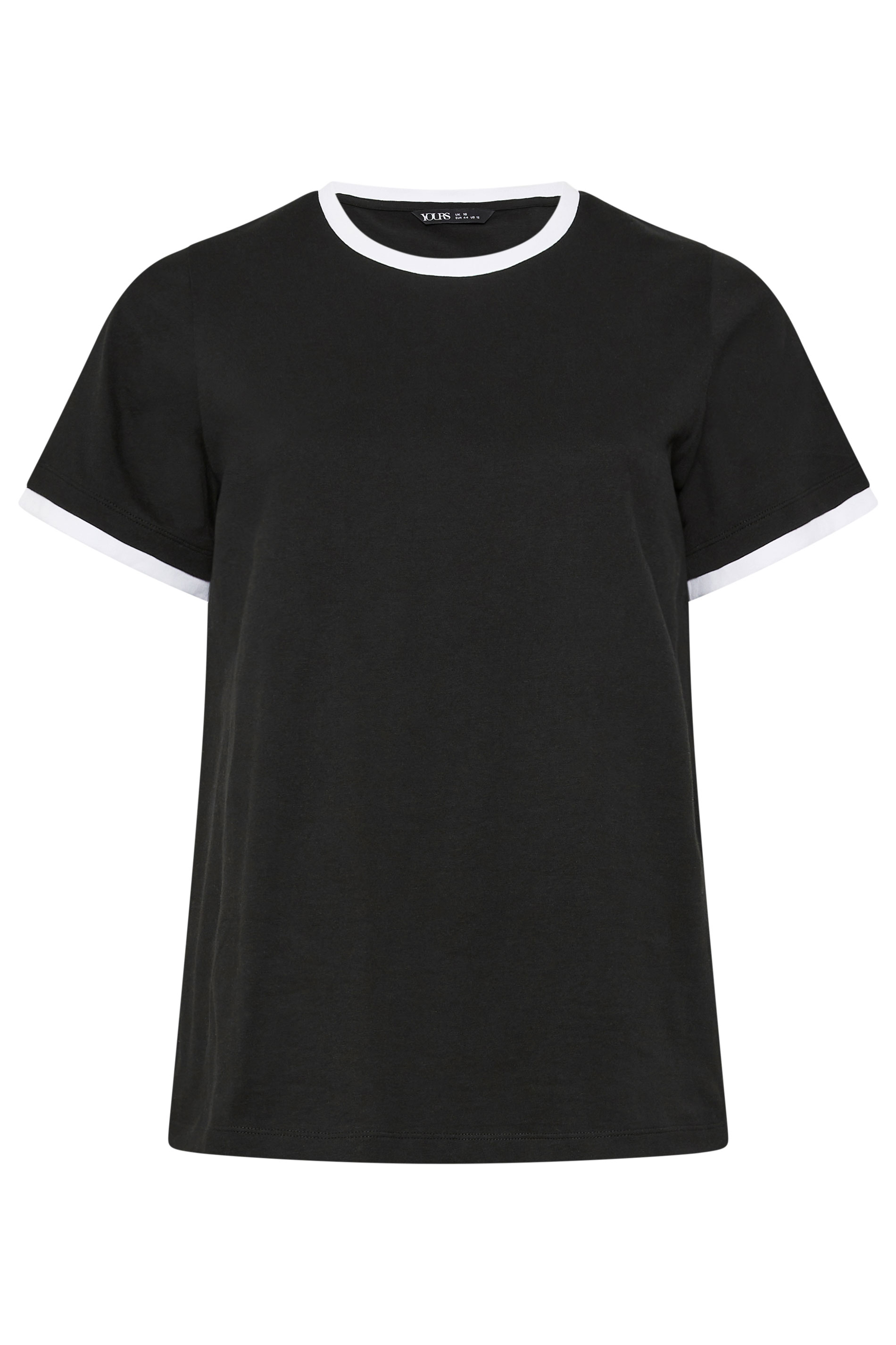 YOURS Plus Size Black Contrast Trim T-Shirt | Yours Clothing 5