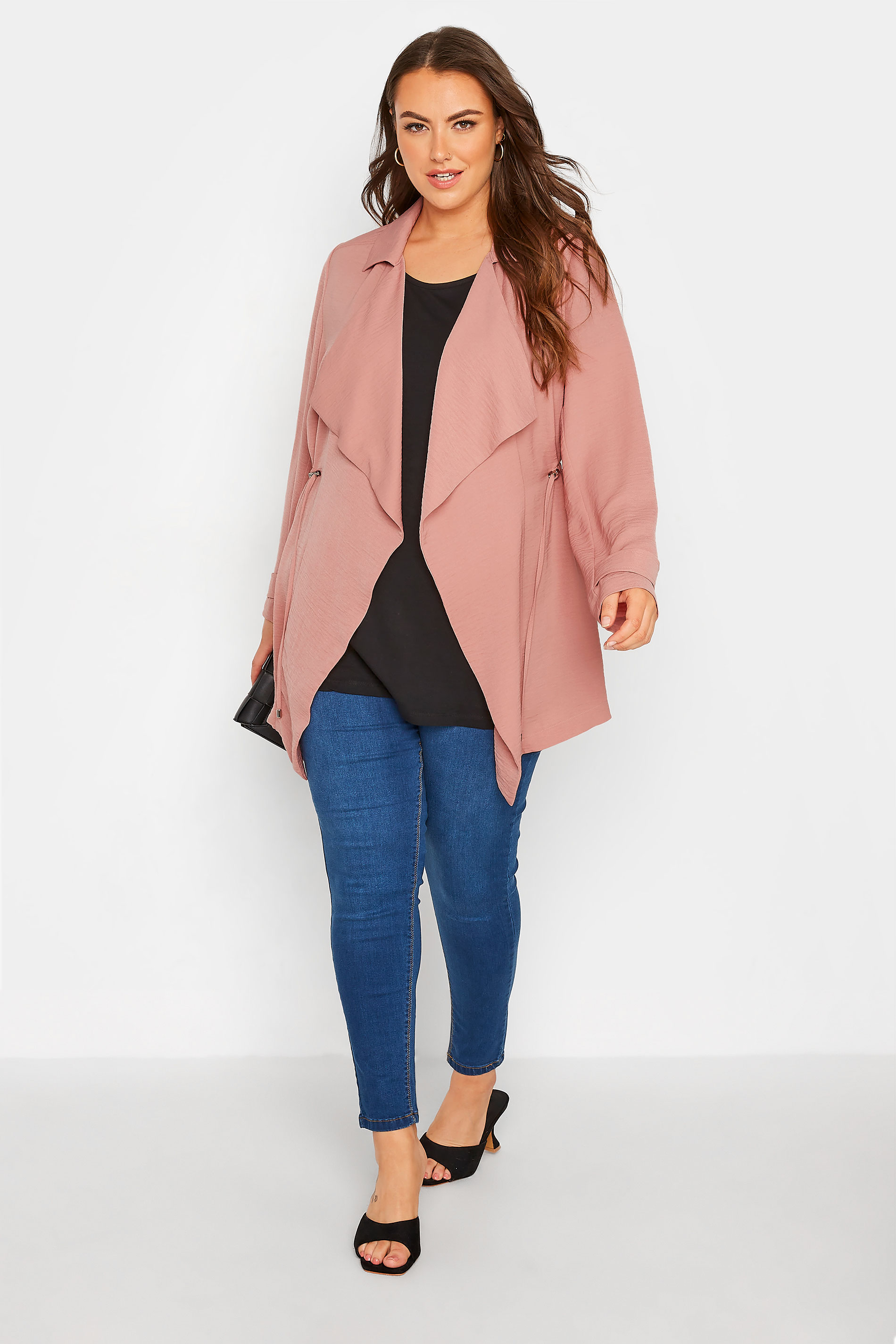 Plus Size Dusky Pink Waterfall Jacket | Yours Clothing 2