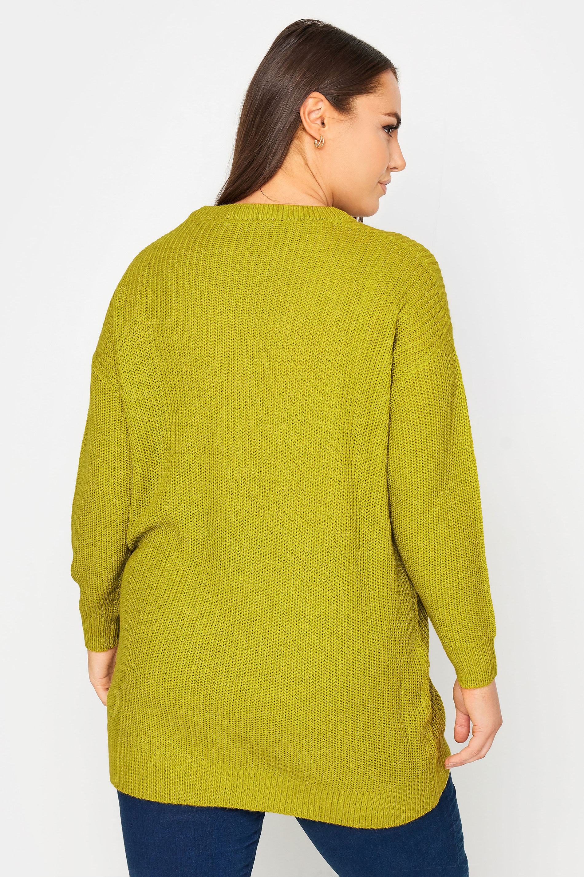 Plus Size Curve Green Essential Knitted Jumper | Yours Clothing 3