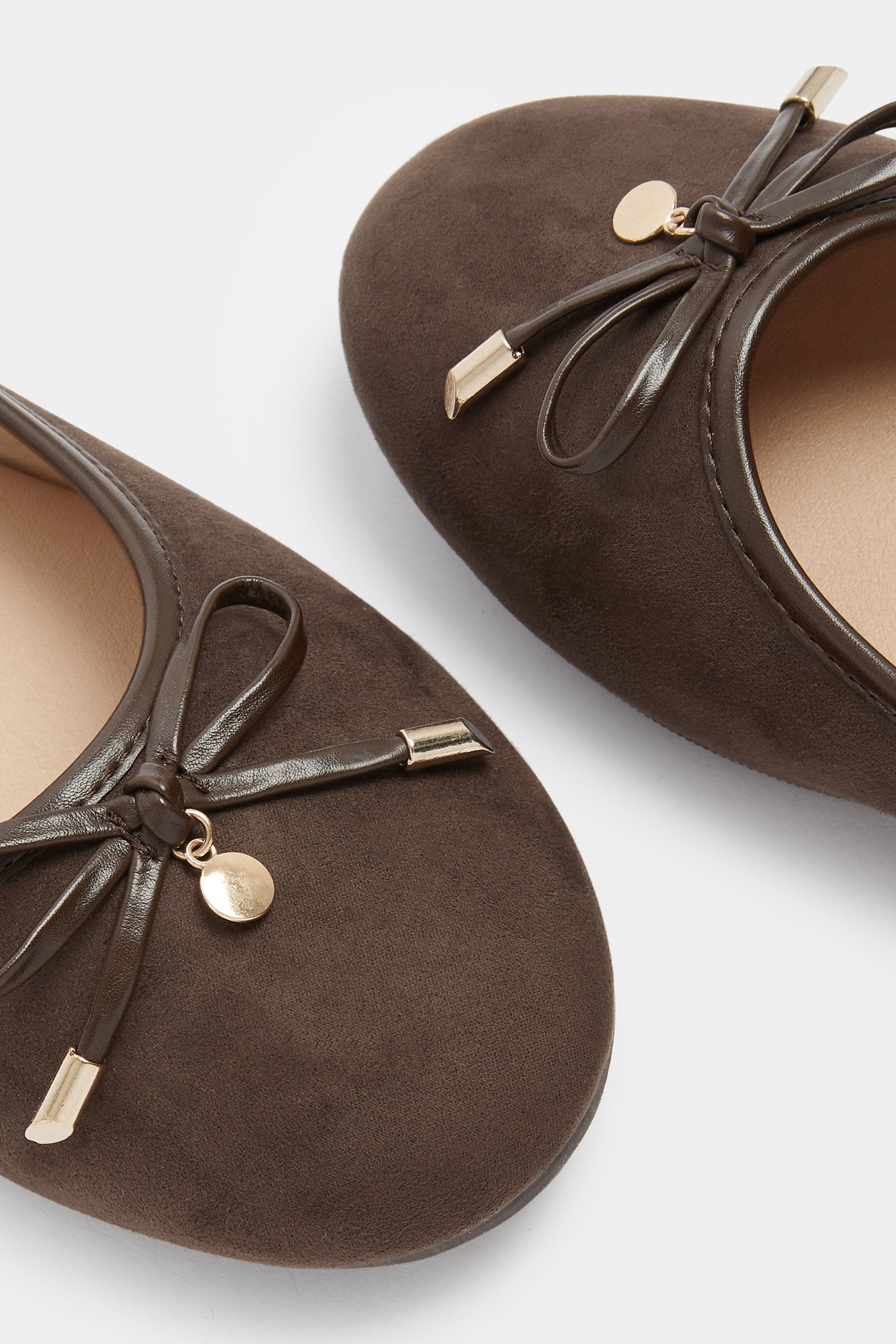 LTS Dark Brown Faux Suede Ballerina Pumps In Standard Fit | Long Tall Sally 5