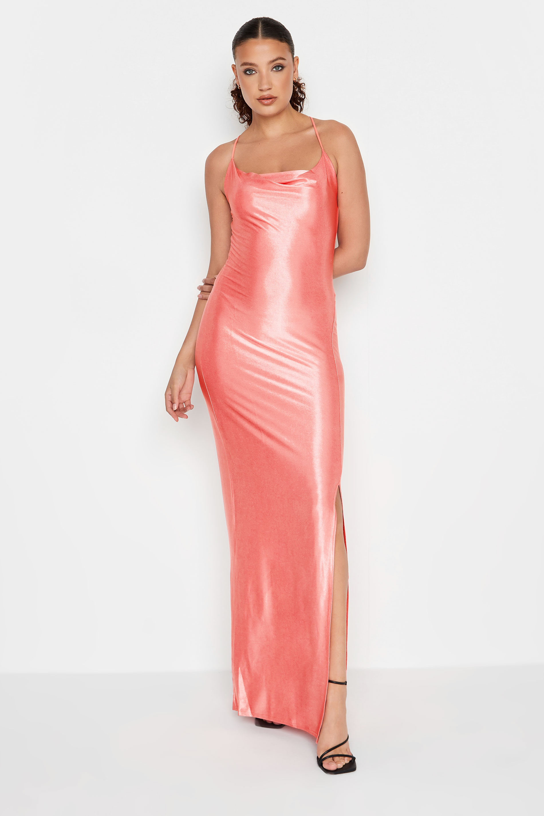 LTS Tall Women's Pink Slinky Cowl Neck Maxi Dress | Long Tall Sally 2