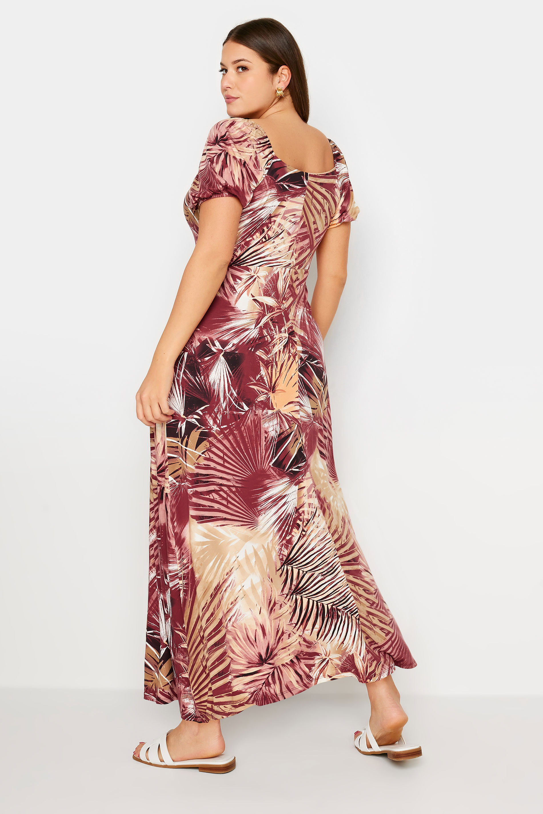 YOURS Plus Size Red Leaf Print Wrap Maxi Dress | Yours Clothing 2
