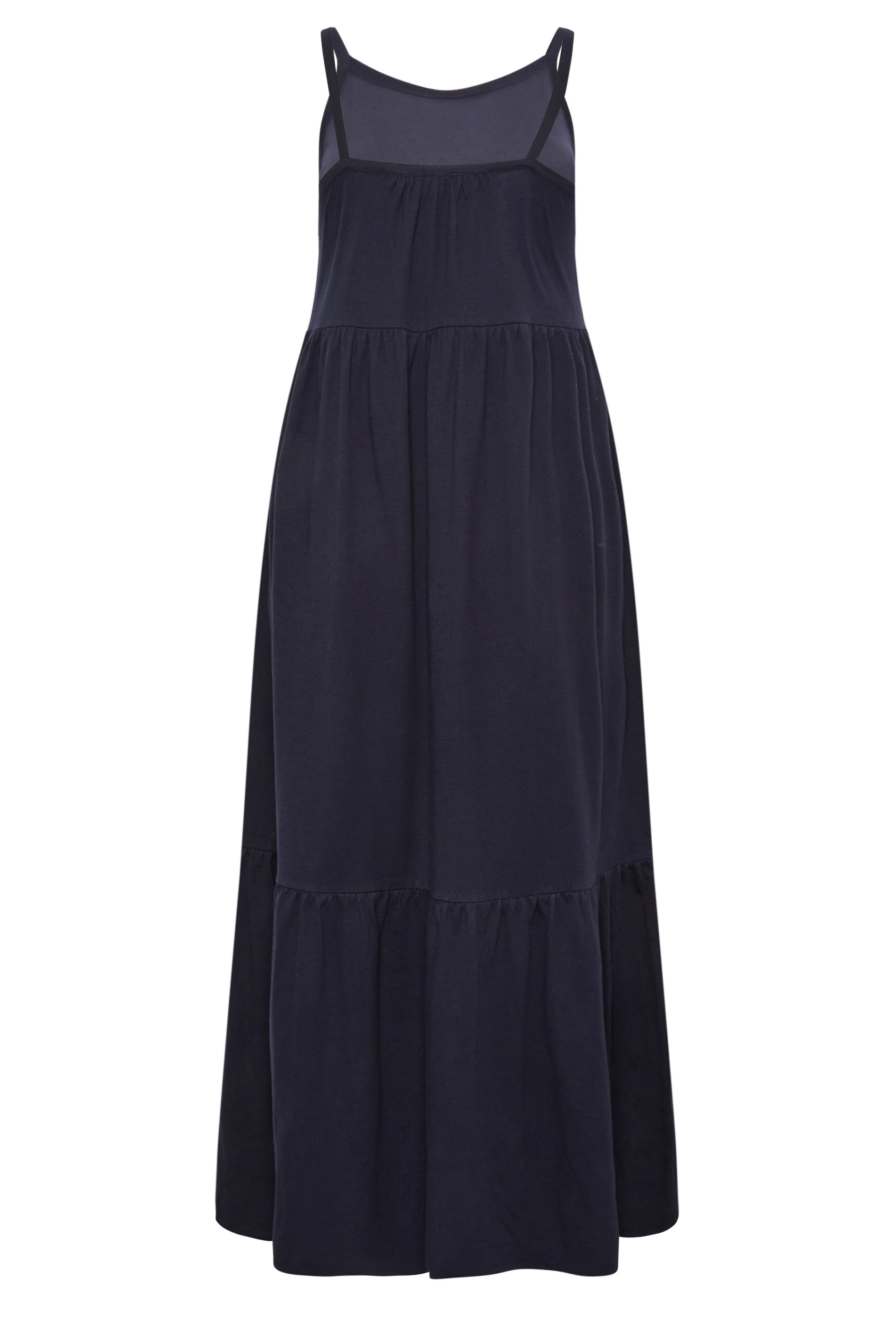 YOURS Curve Plus Size Navy Blue Tiered Maxi Sundress | Yours Clothing