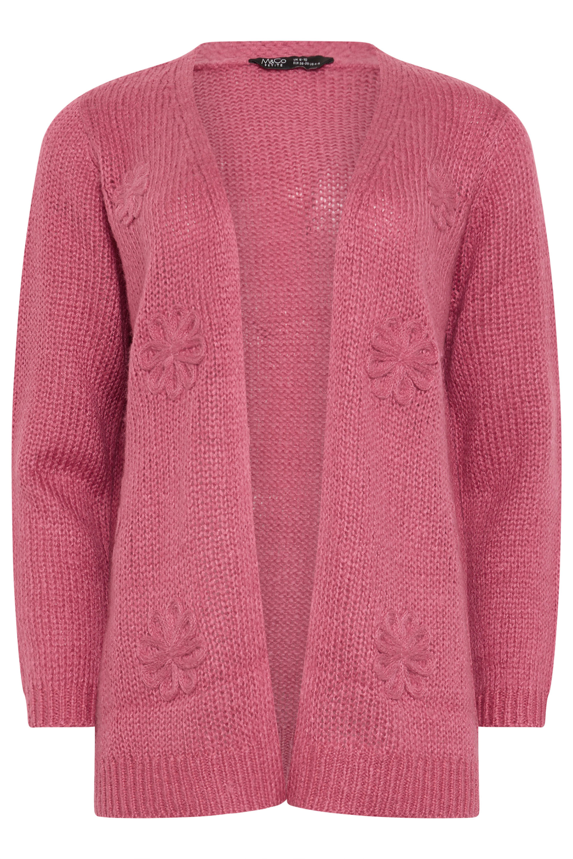 M&Co Petite Pink Flower Embroidered Knitted Cardigan | M&Co 5