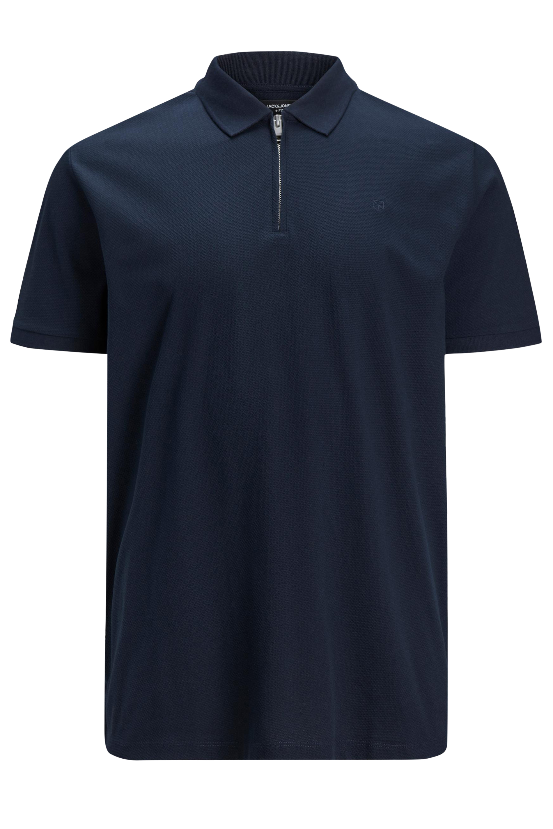 JACK & JONES PREMIUM Big & Tall Navy Blue Zip Polo Shirt | BadRhino 2