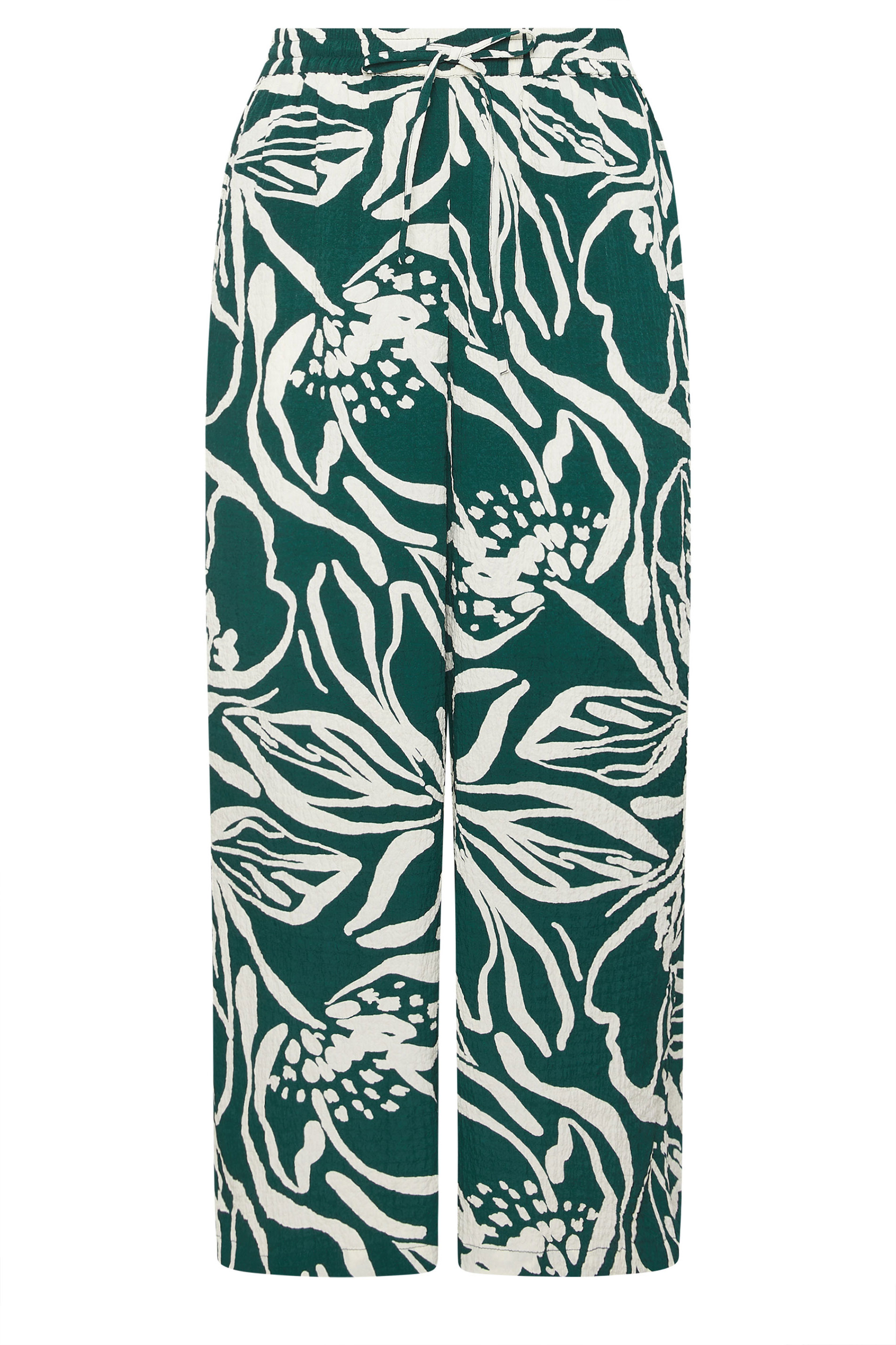 YOURS Plus Size Teal Green Floral Wide Leg Trousers | Yours Clothing 5