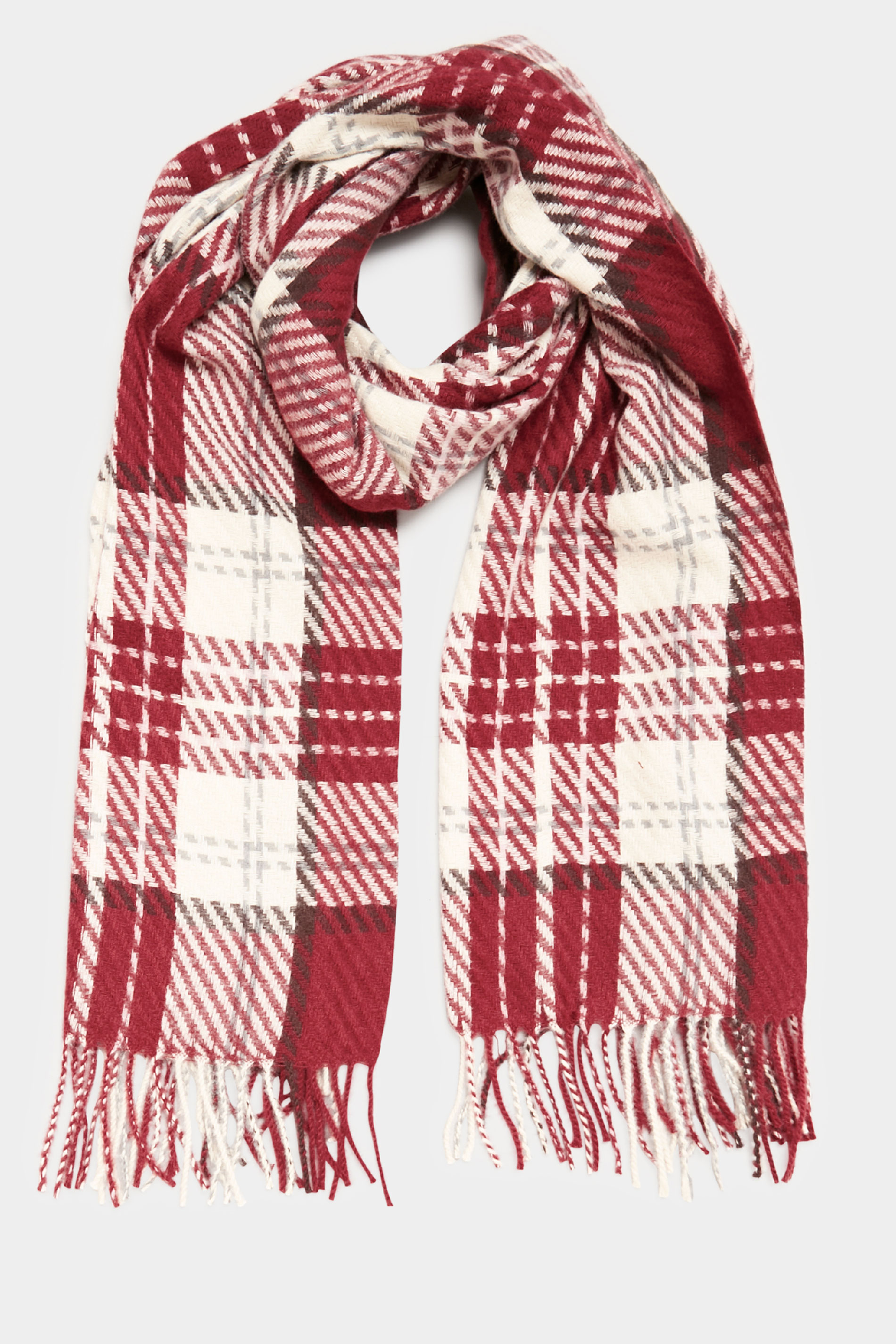 Red Check Tassel Scarf | Yours Clothing 2