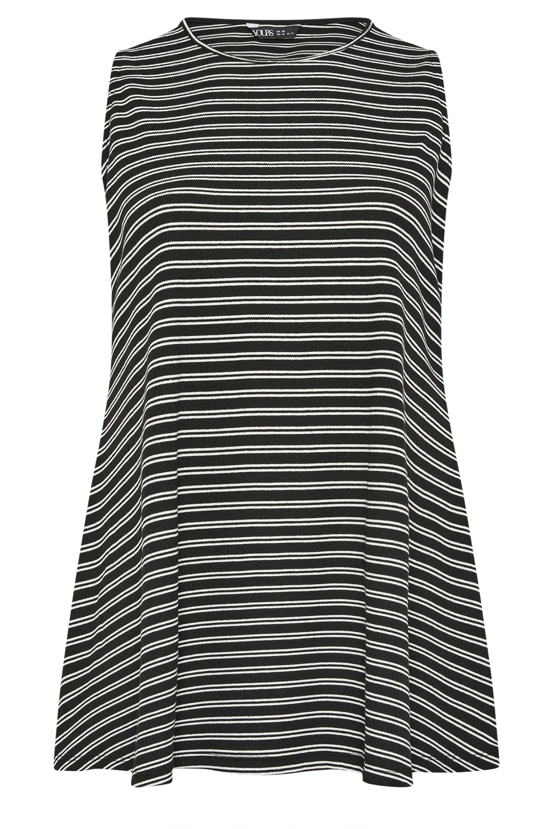 YOURS Plus Size Black Stripe Soft Touch Swing Vest Top | Yours Clothing 5