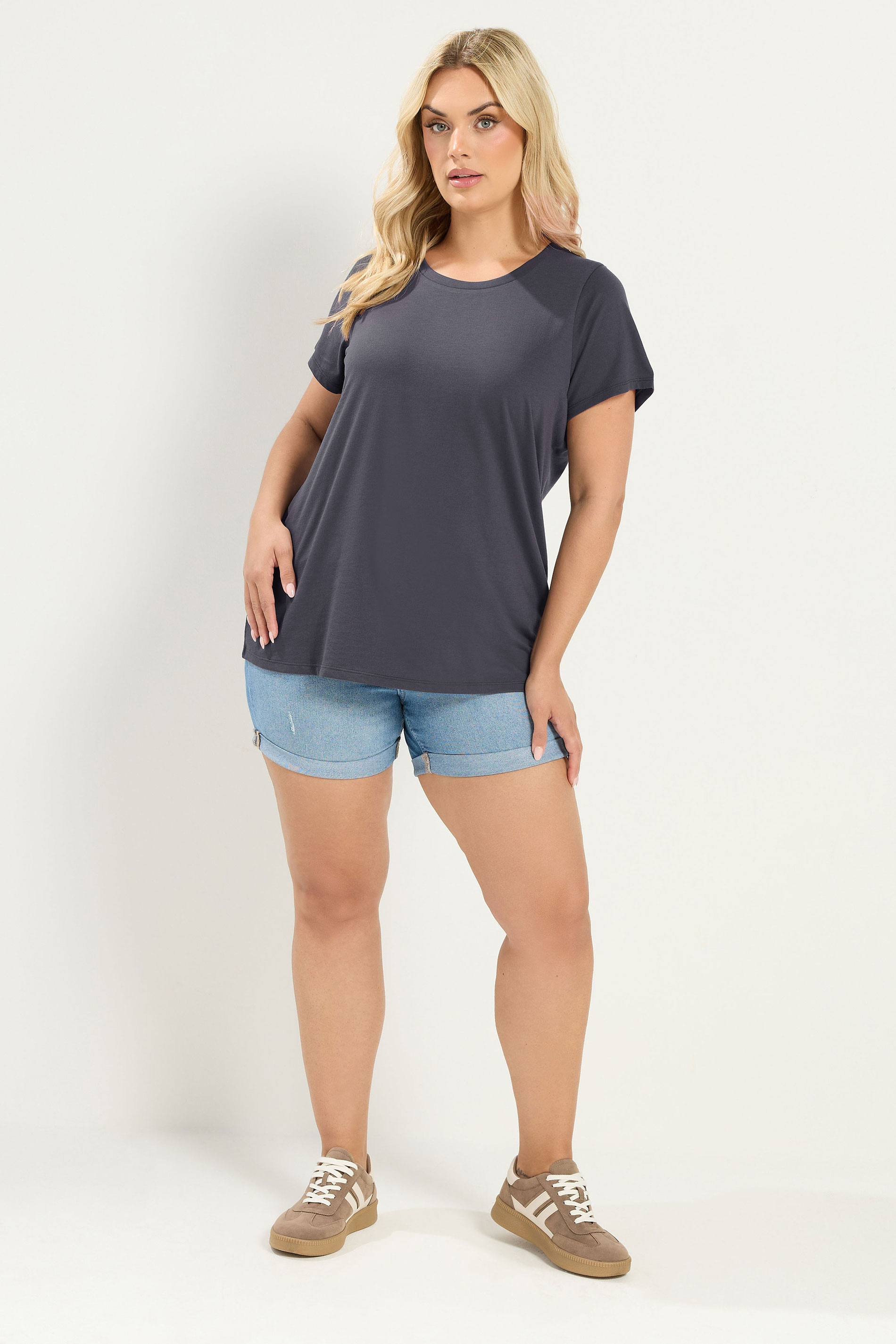 YOURS Plus Size Stone Grey Core T-Shirt | Yours Clothing 1