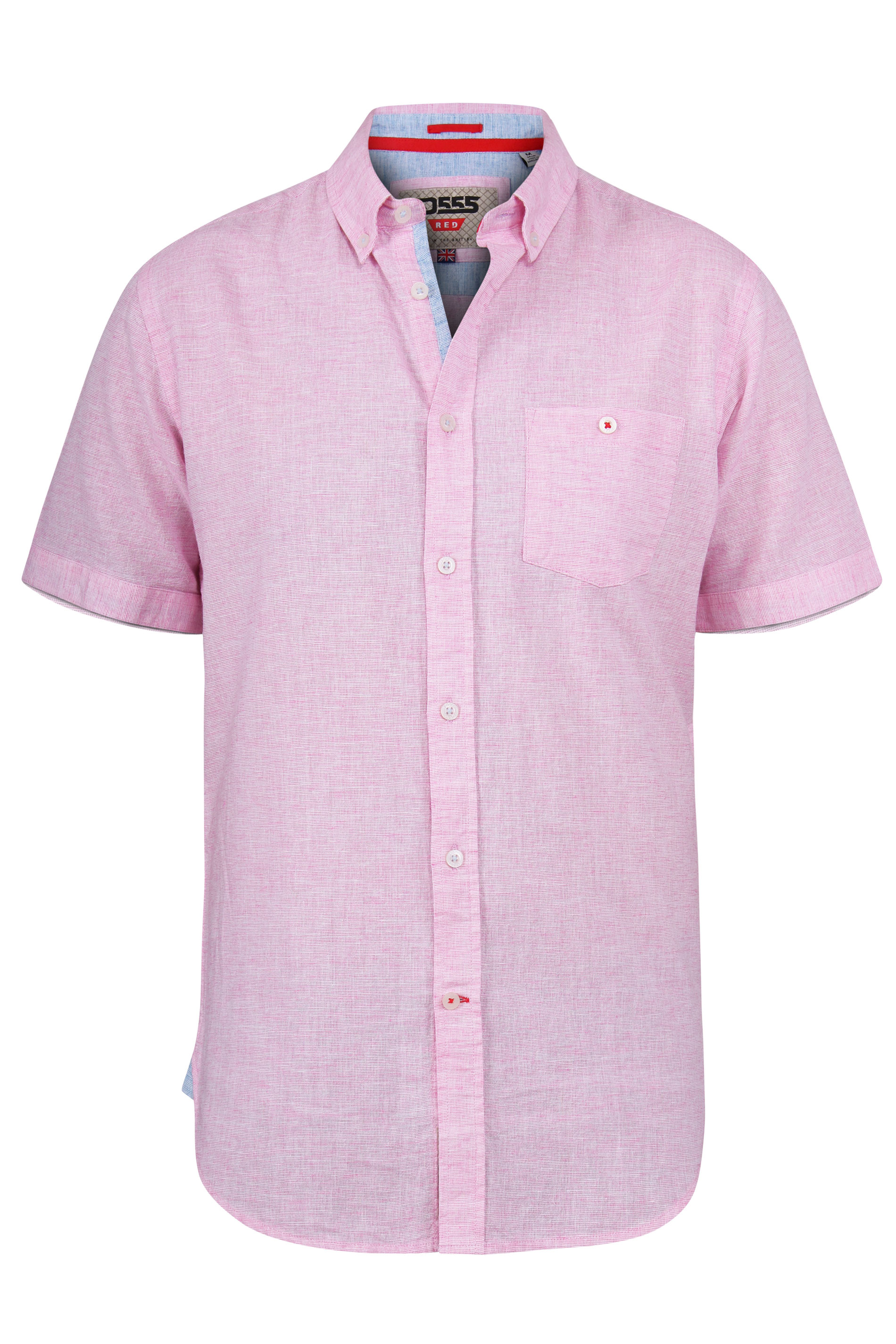 D555 Pink Linen Short Sleeve Shirt | BadRhino