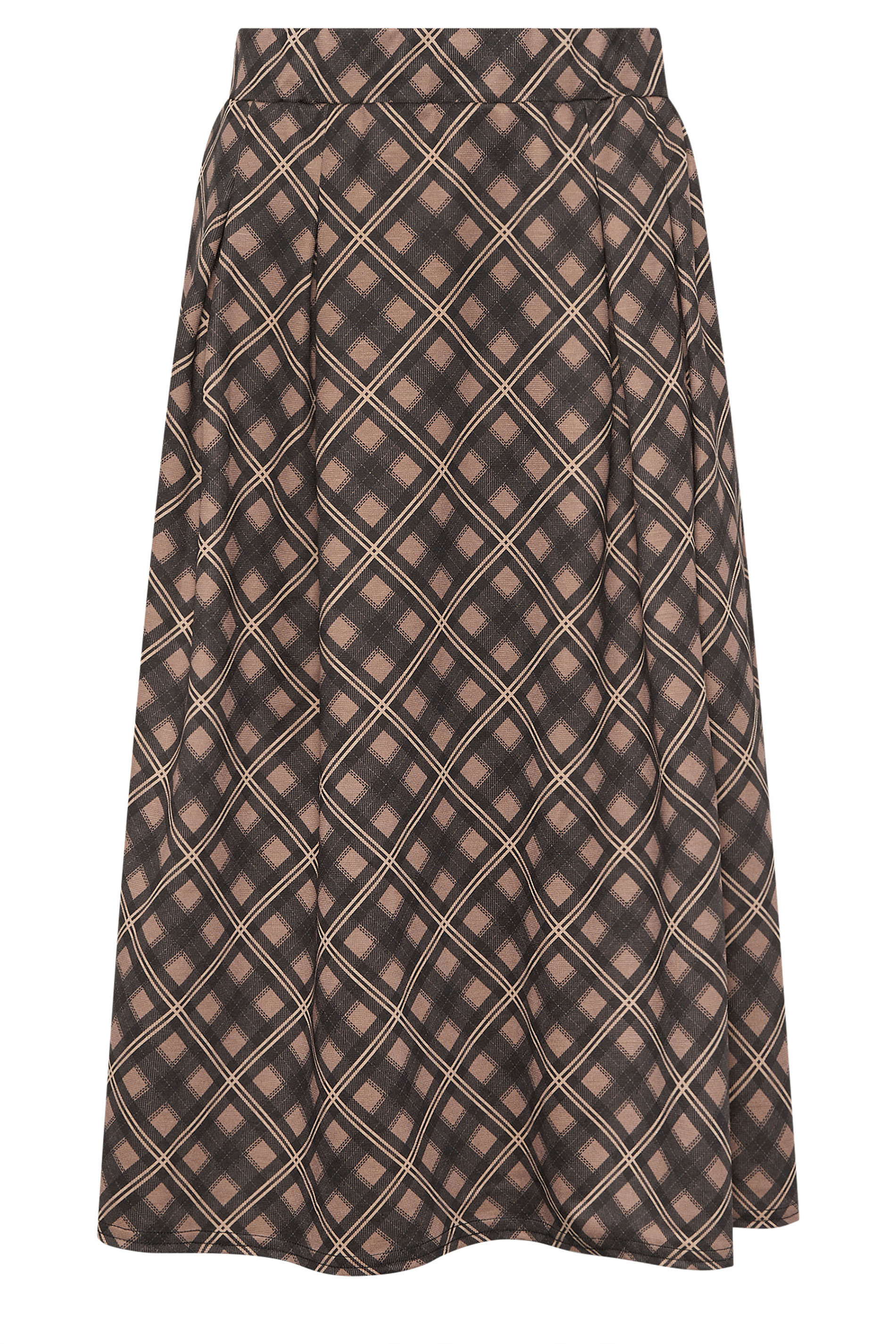 PixieGirl Petite Women's Brown Check Midi Skirt | PixieGirl 5