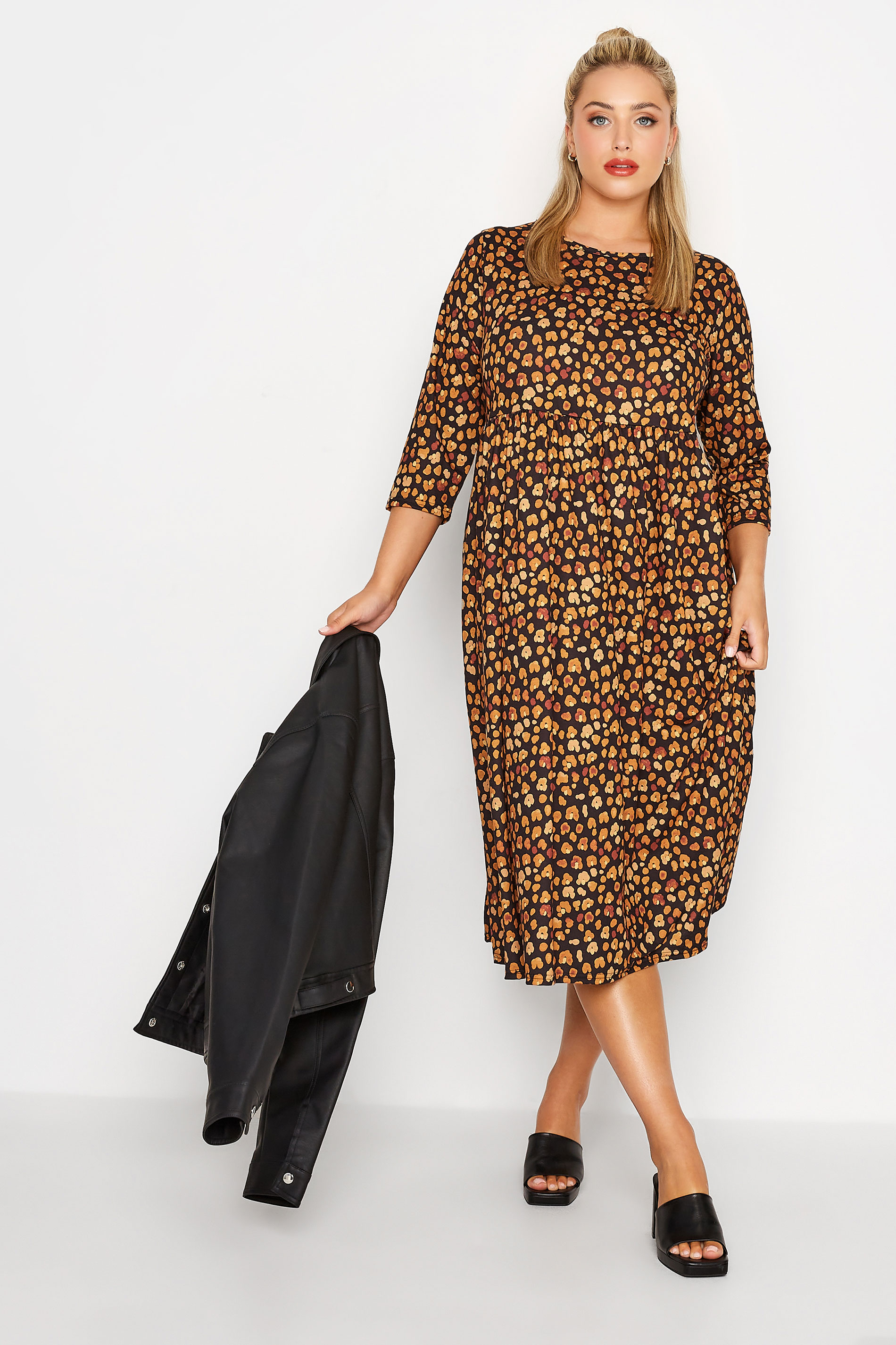 LIMITED COLLECTION Plus Size Black Leopard Print Smock Dress | Yours  Clothing