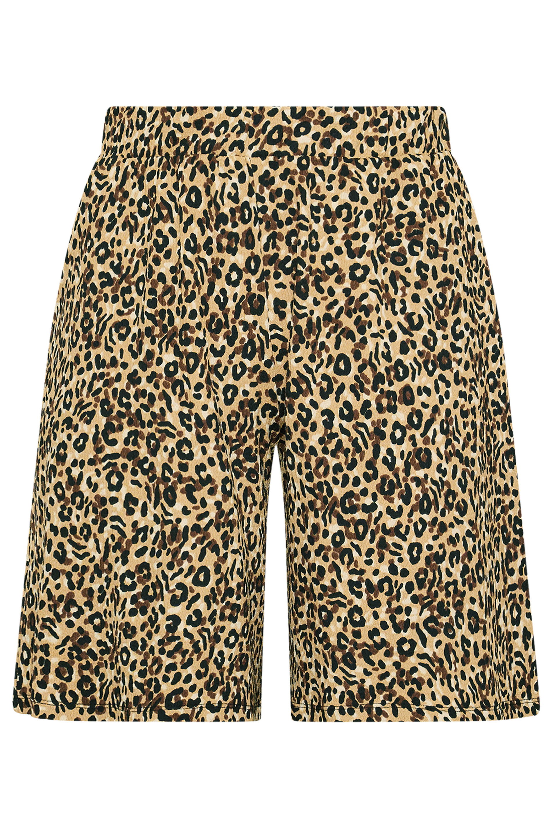YOURS Plus Size Brown Leopard Print Textured Shorts | Yours Clothing 5