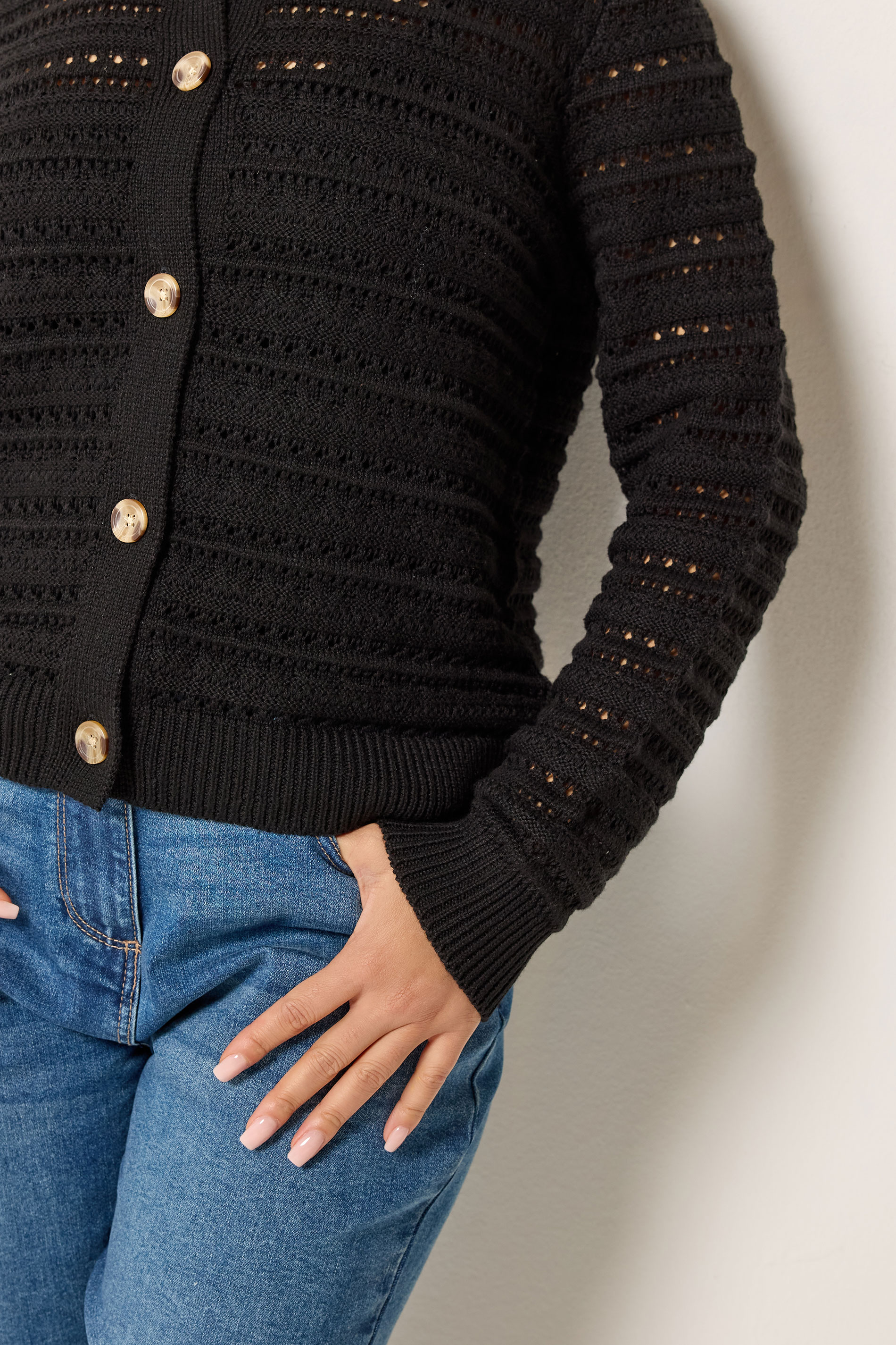 M&Co Petite Black Crochet Cardigan | M&Co 4