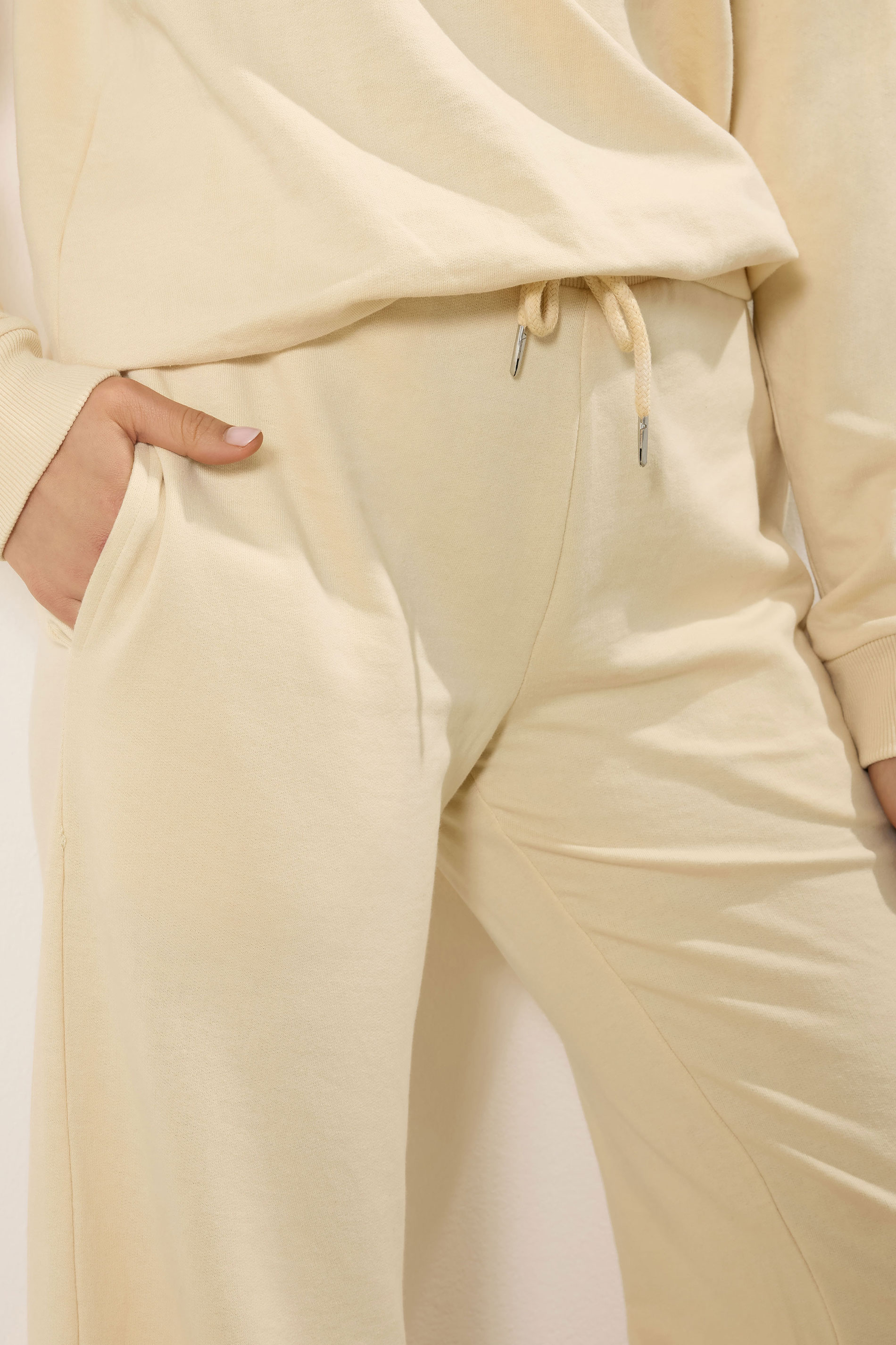 LTS Tall Women's Set Yellow Cotton Quarter Zip Sweatshirt & Wide Leg Joggers | Long Tall Sally 7