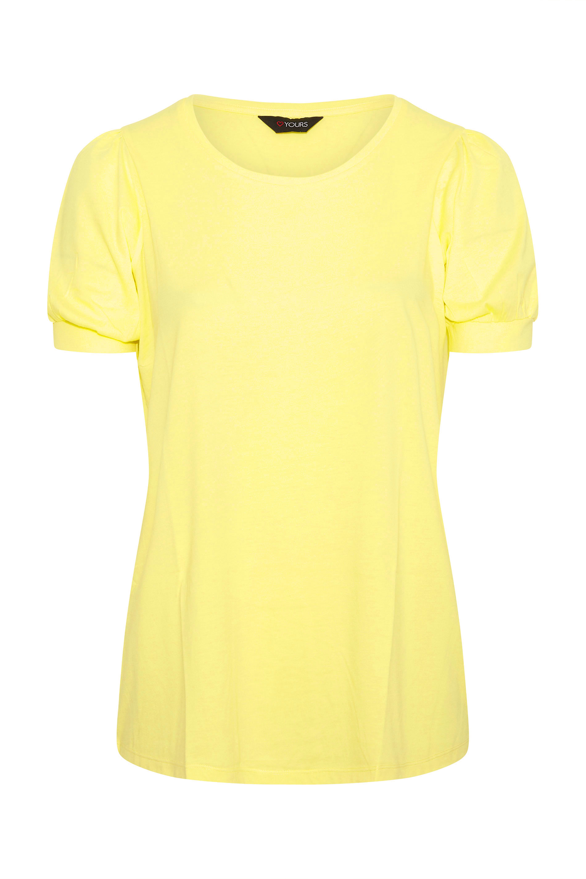 Grande taille  Tops Grande taille  T-Shirts | T-Shirt Jaune Manches Courtes Bouffantes - WM86629