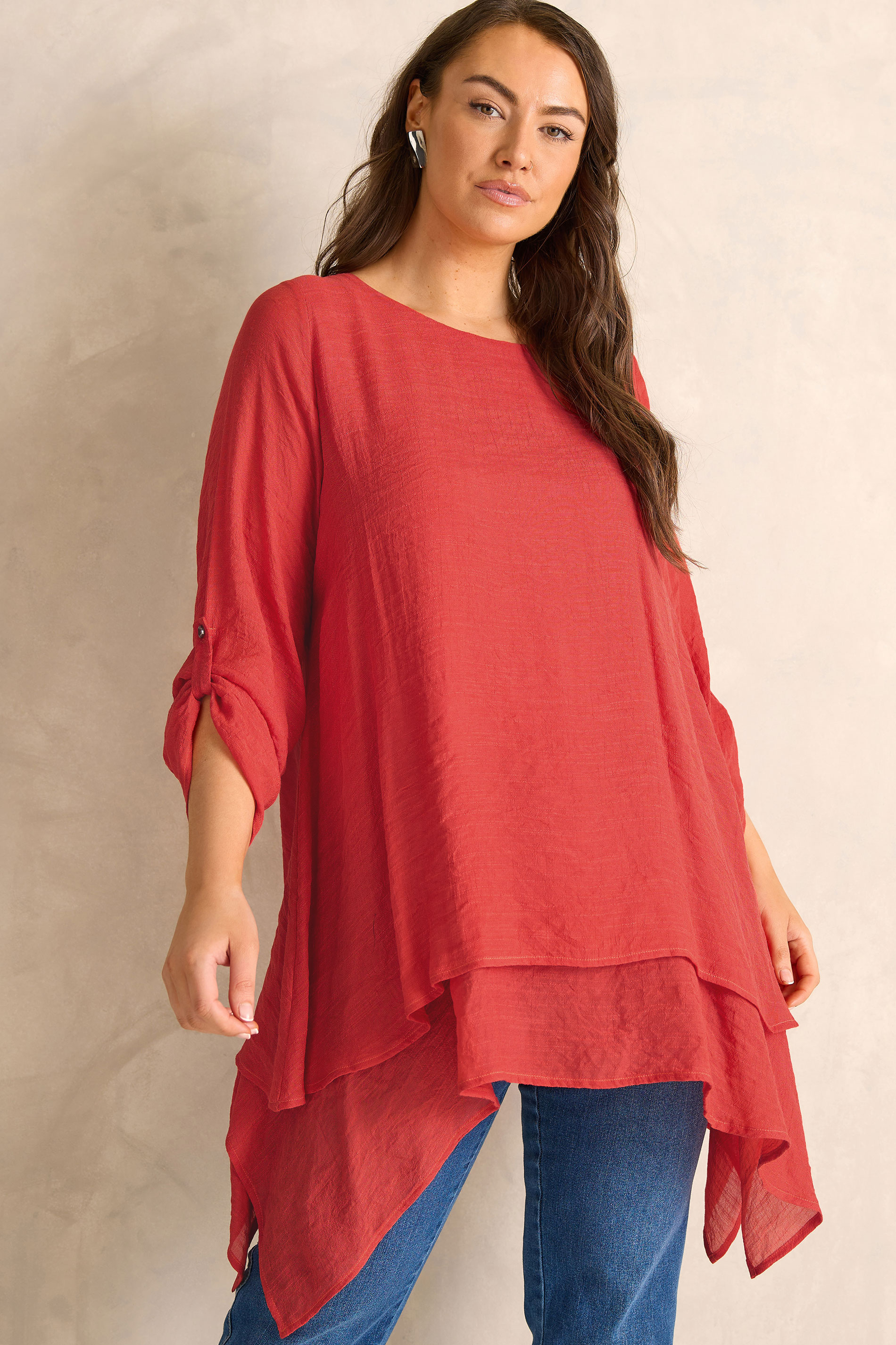 EVANS Plus Size Orange Double Layer Blouse | Evans 1