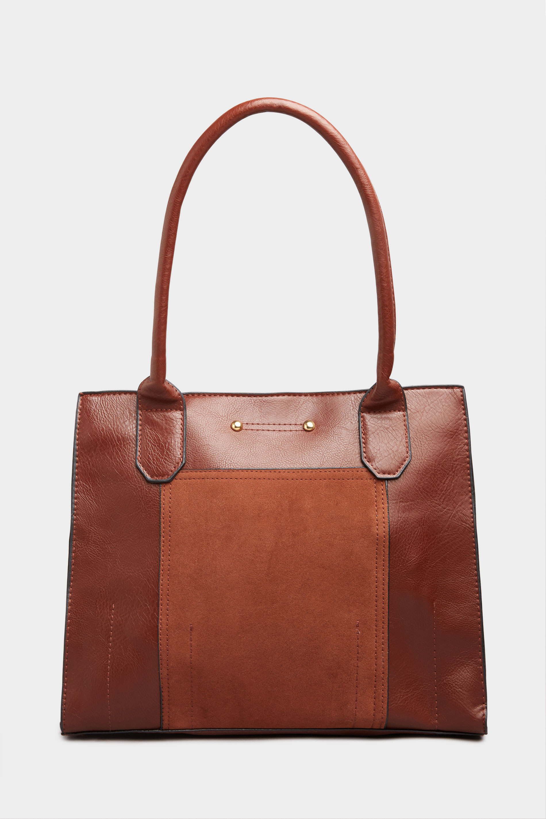 Brown Faux Vegan Suede Panel Shoulder Bag | Long Tall Sally