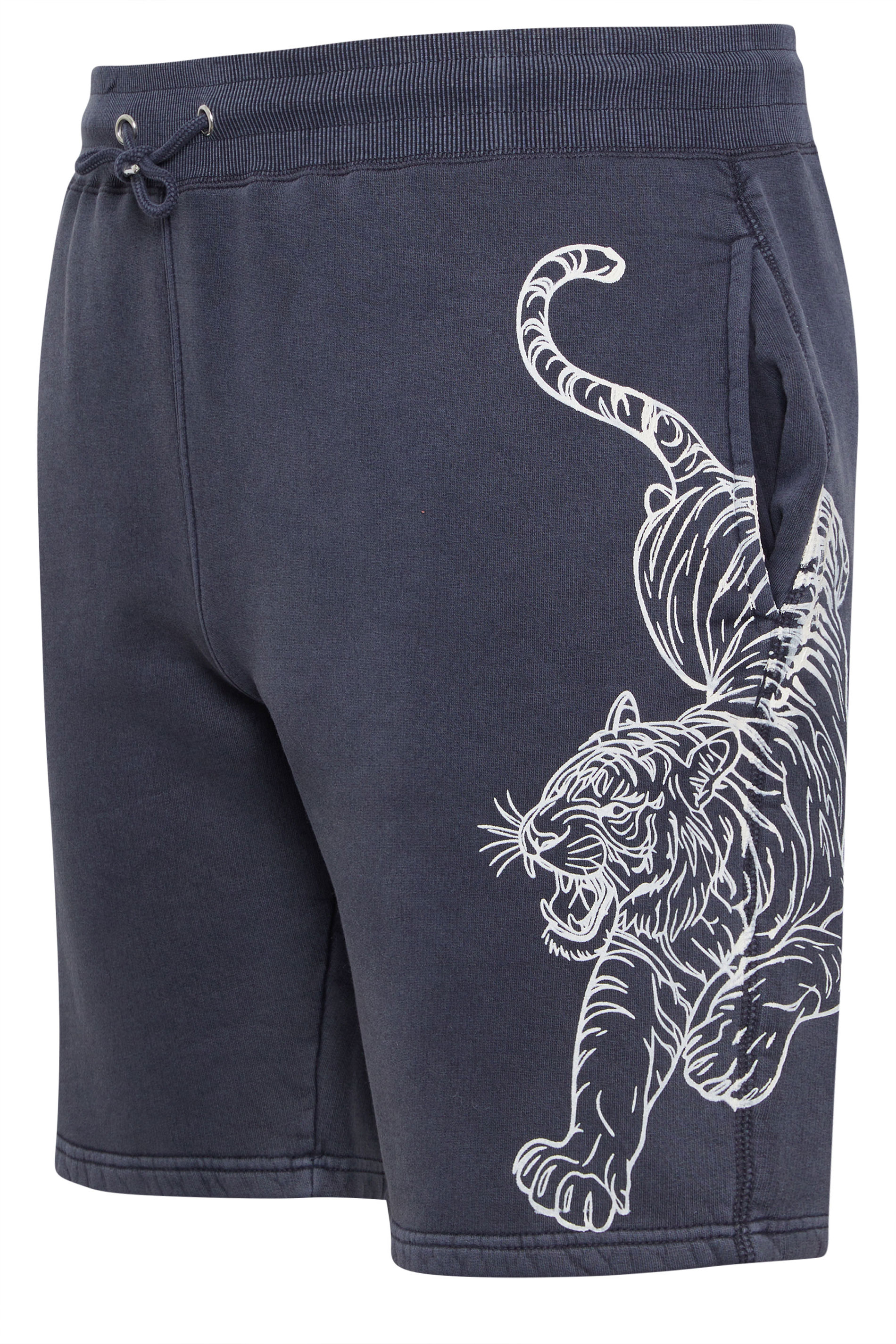 BadRhino Big & Tall Navy Blue Tiger Printed Jogger Shorts | BadRhino 5