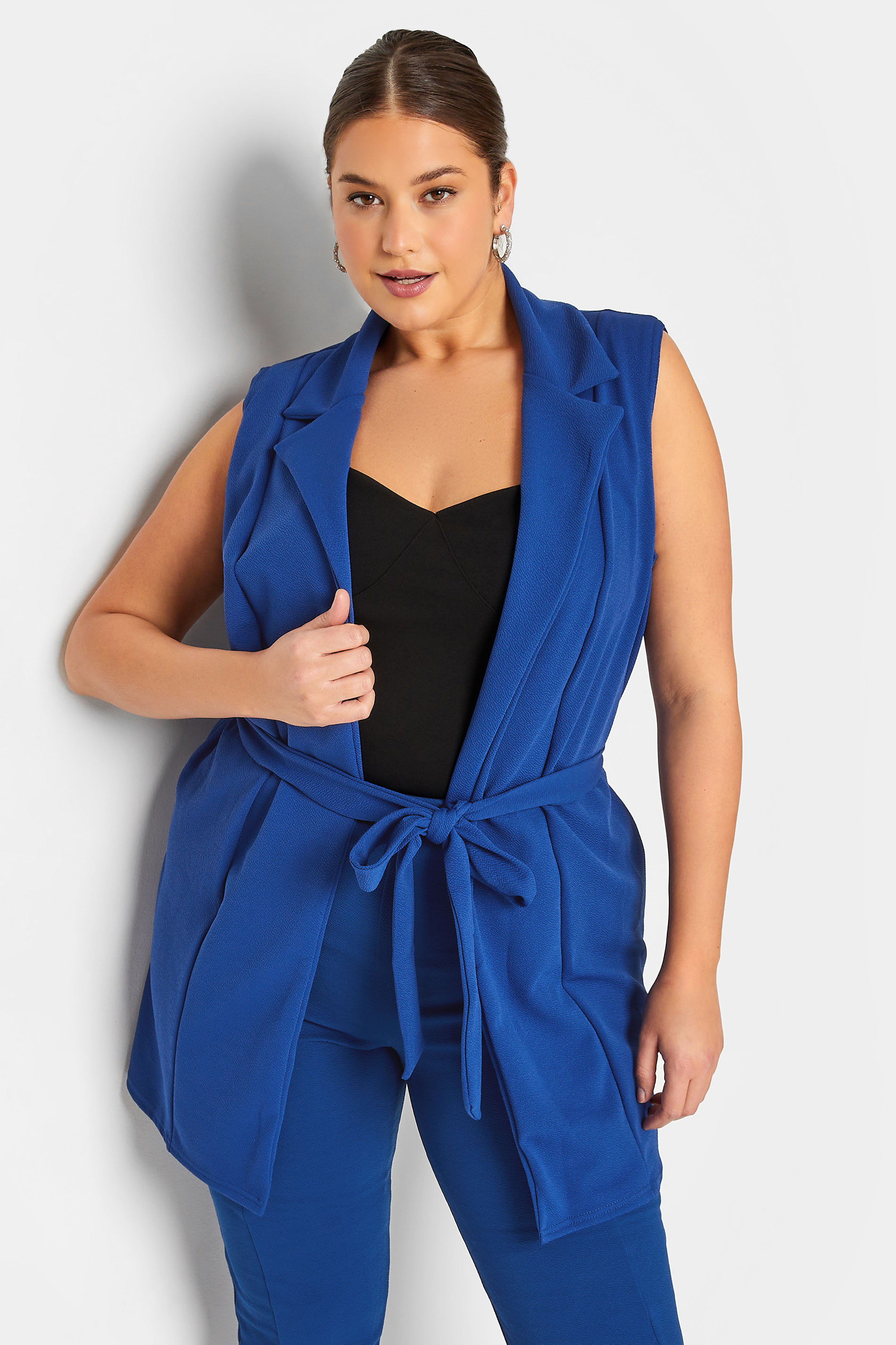 LTS Tall Women's Cobalt Blue Sleeveless Scuba Blazer | Long Tall Sally 1