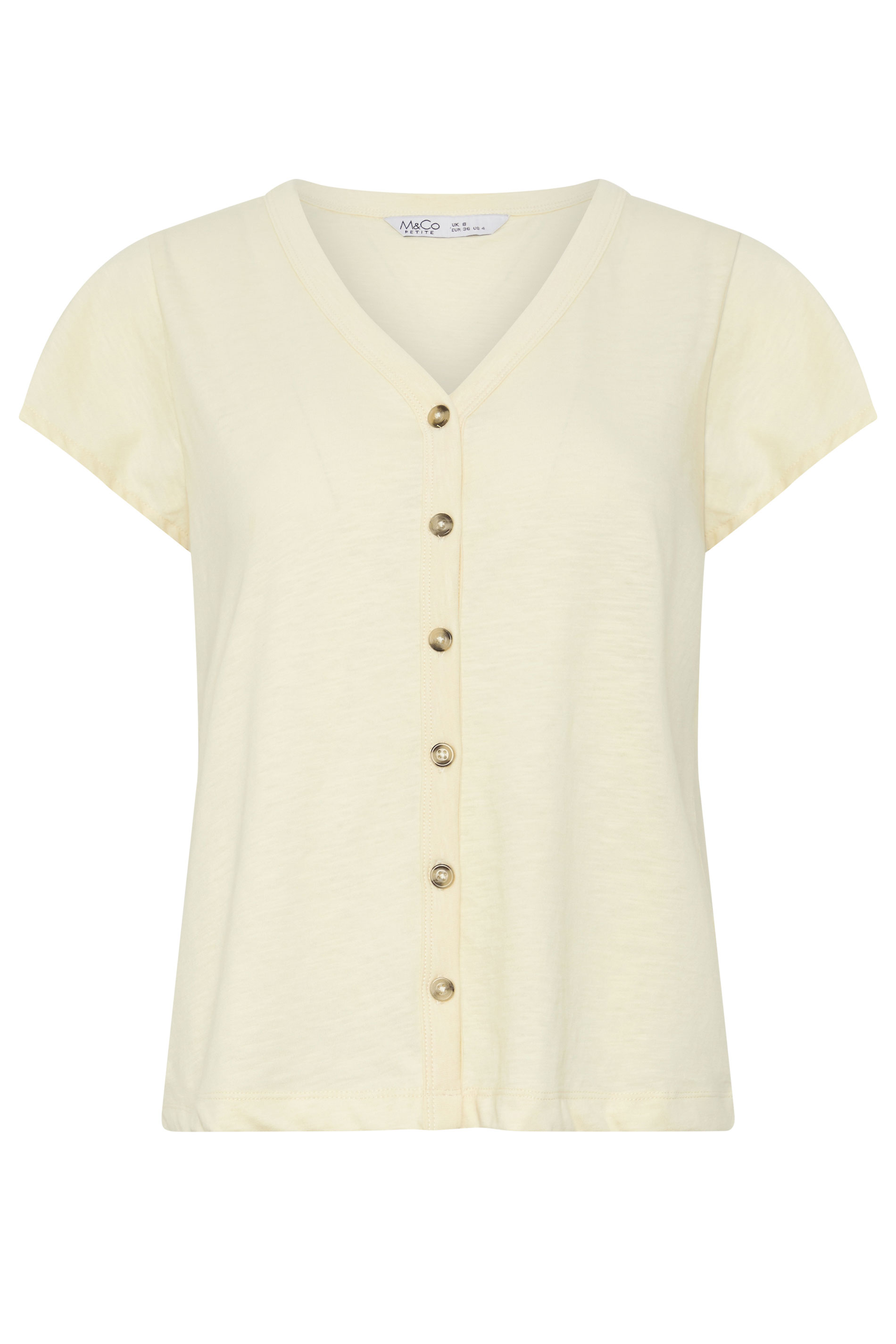 M&Co Petite Lemon Yellow Short Sleeve Cotton Shirt | M&Co 5