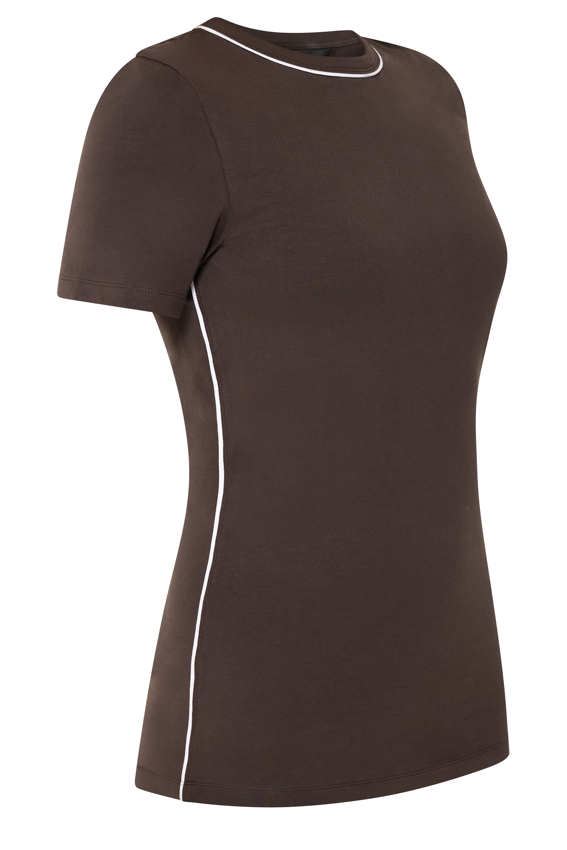 LTS Tall Women's Chocolate Brown Active Piped T-Shirt | Long Tall Sally 6