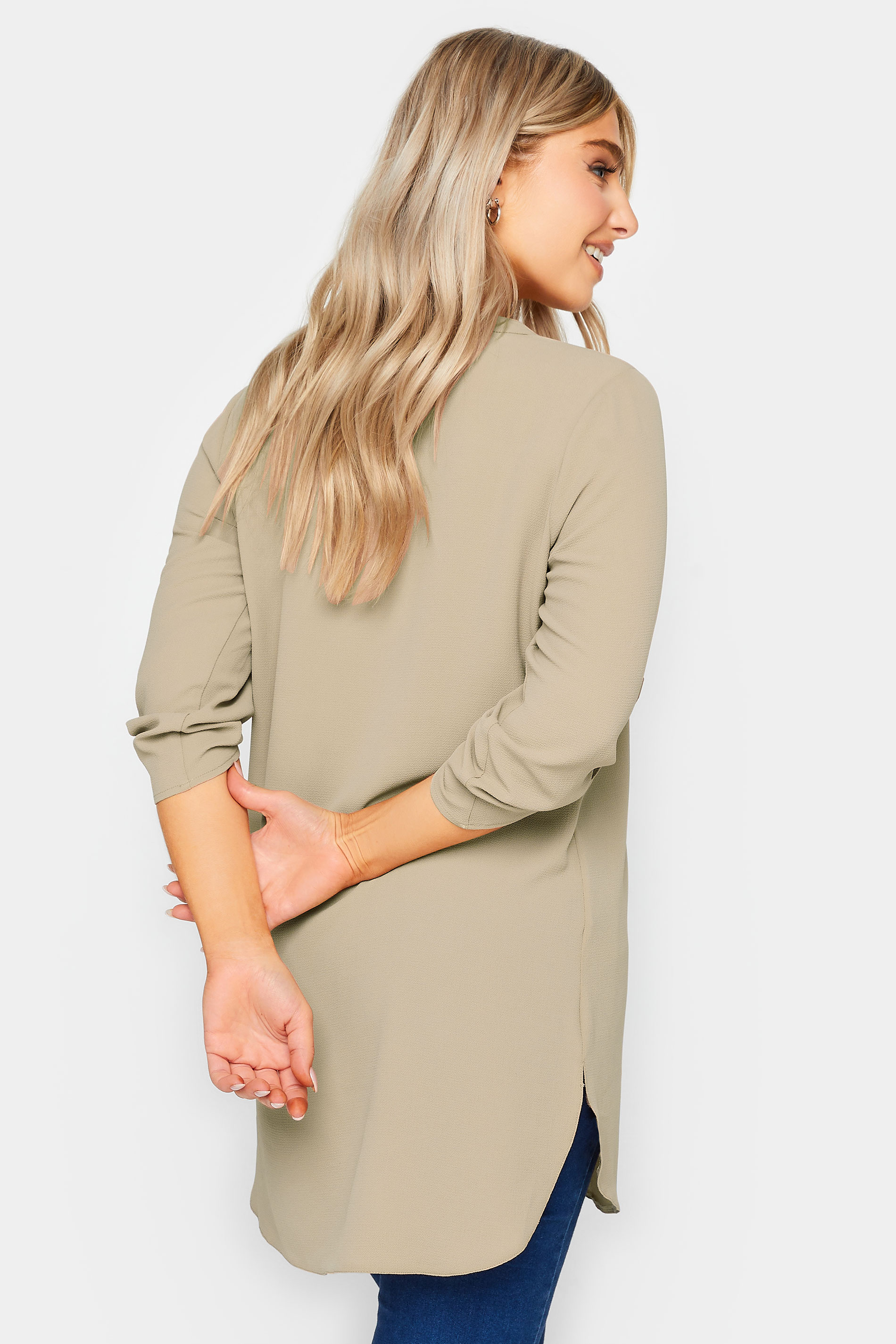 M&Co Natural Brown Long Sleeve Button Blouse | M&Co 3