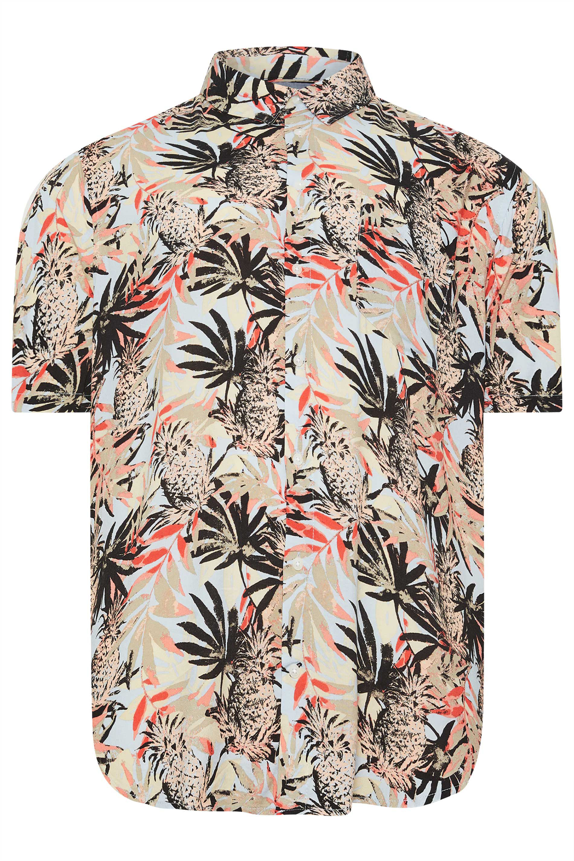 BLEND Big & Tall Brown Tropical Print Short Sleeve Shirt | BadRhino 2