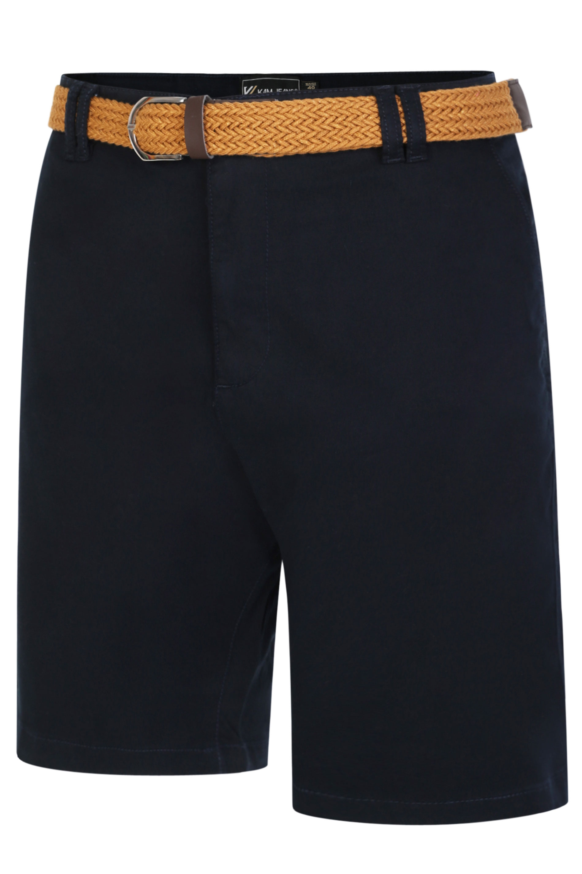 KAM Big & Tall Navy Blue Belted Oxford Shorts 1