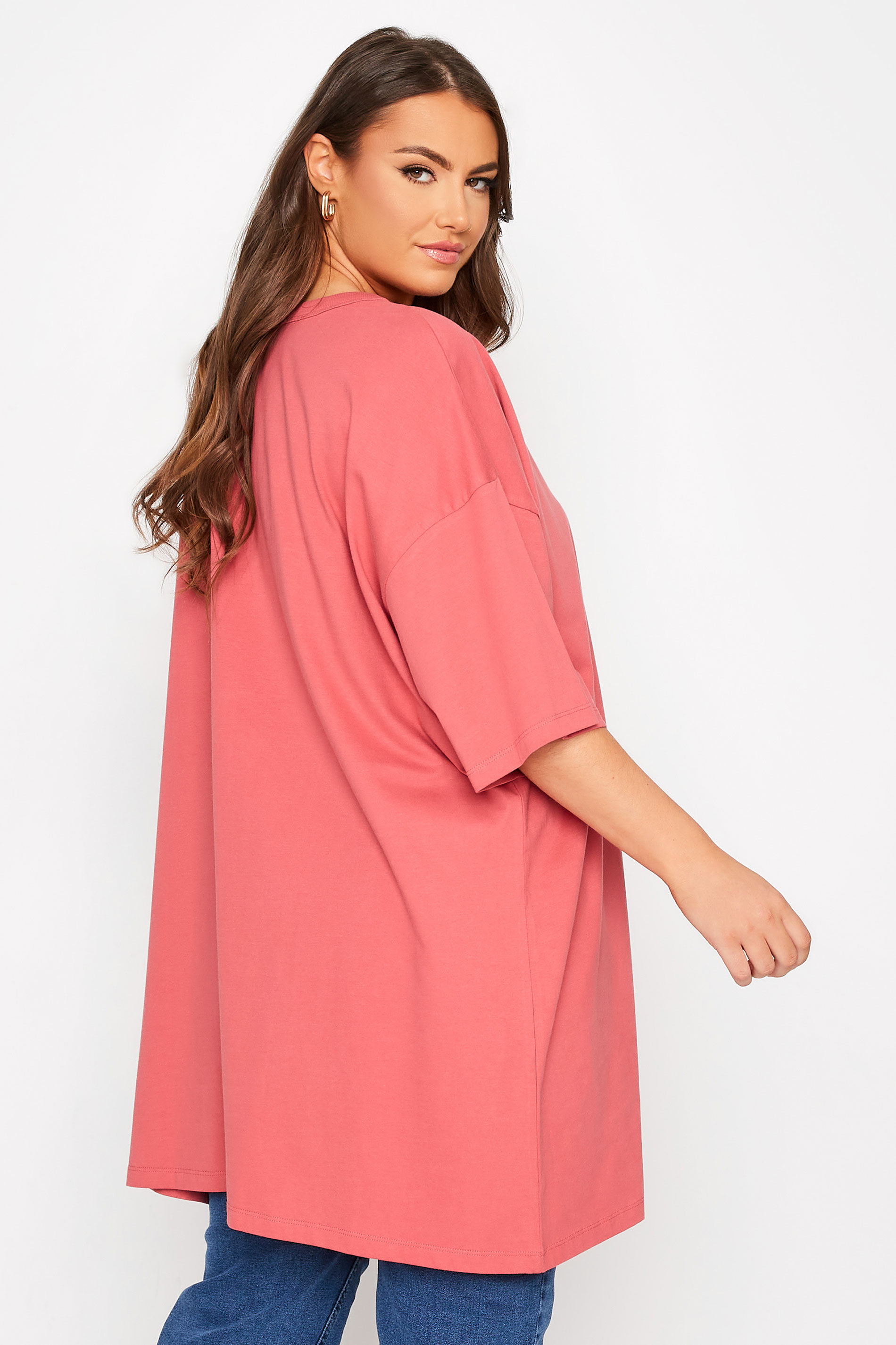 Plus-Size Womens Rose Pink Oversized Tunic T-Shirt | Yours Clothing 3