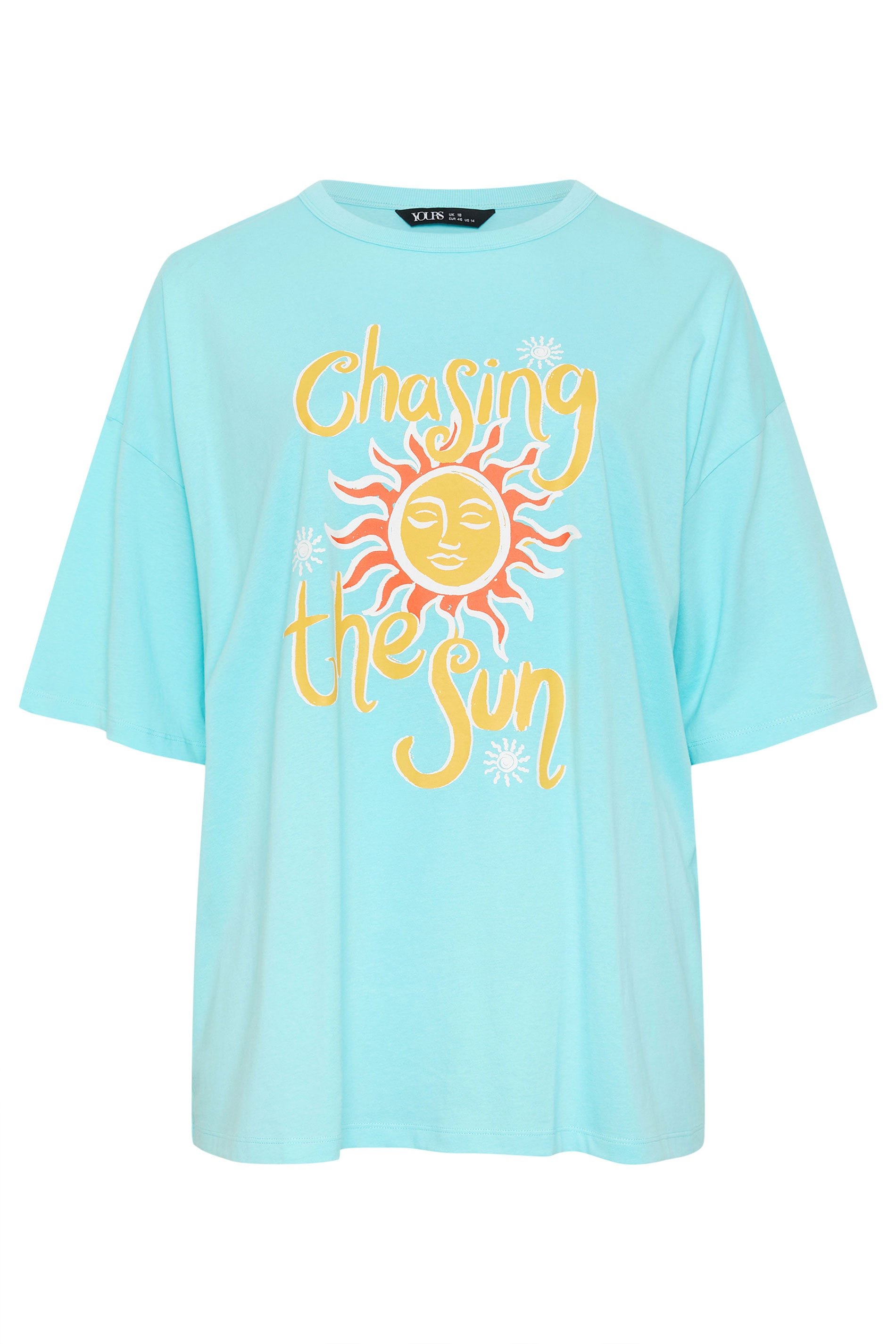 YOURS Plus Size Blue 'Chasing The Sun' Graphic T-Shirt | Yours Clothing 5