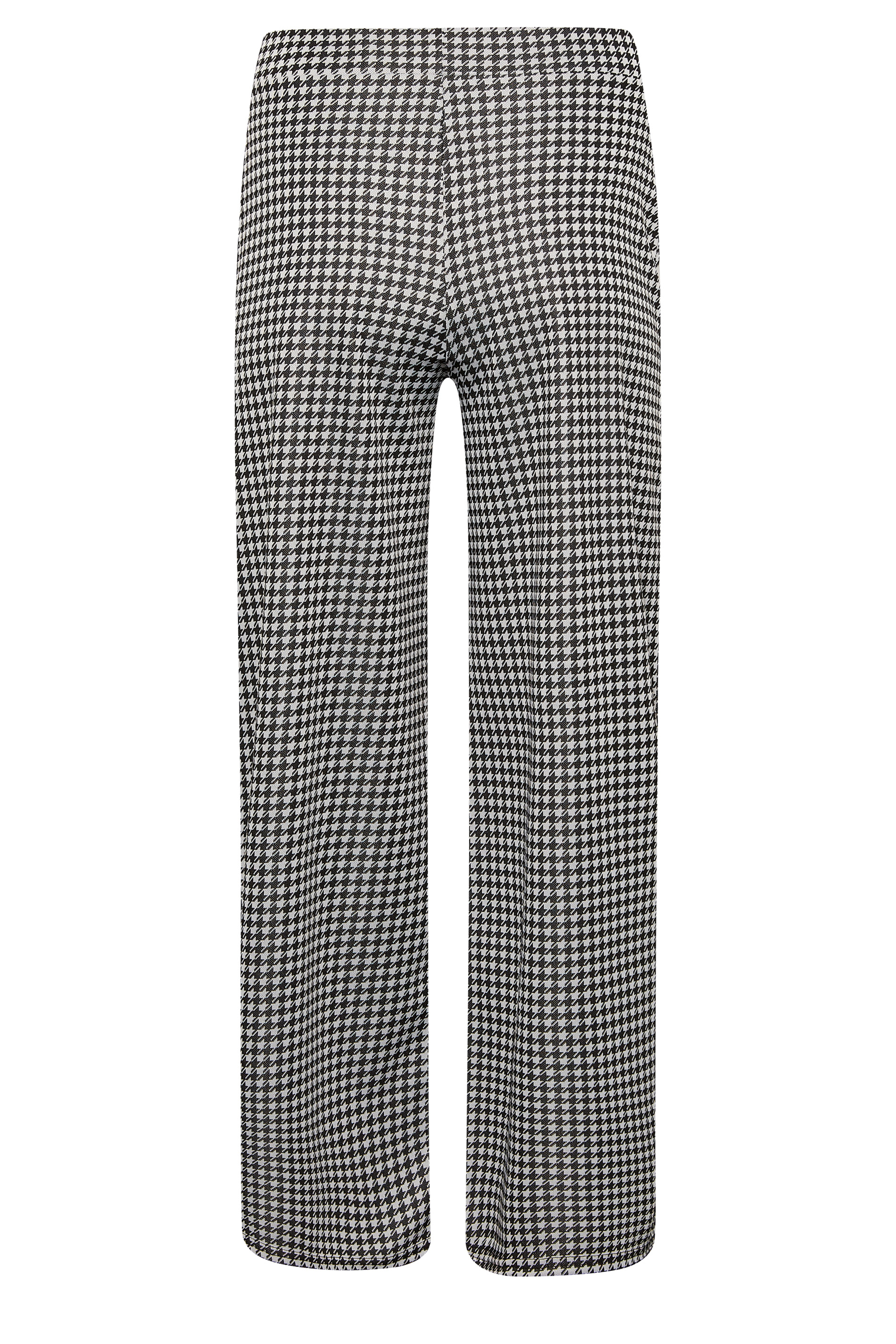 Petite Black Dogtooth Check Wide Leg Trousers | PixieGirl