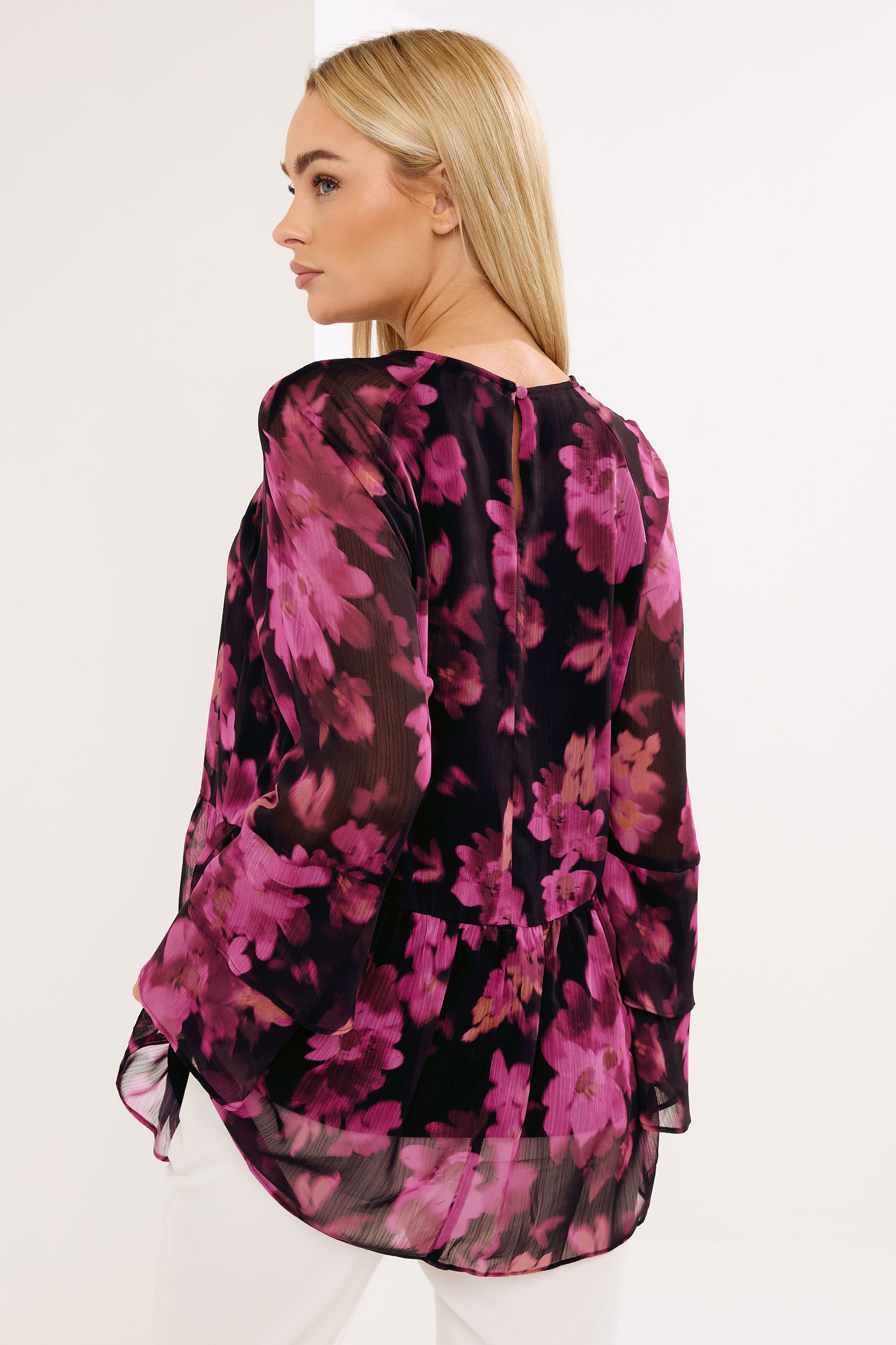 STAR Black Floral Frill Sleeve Blouse | StarByJM 2