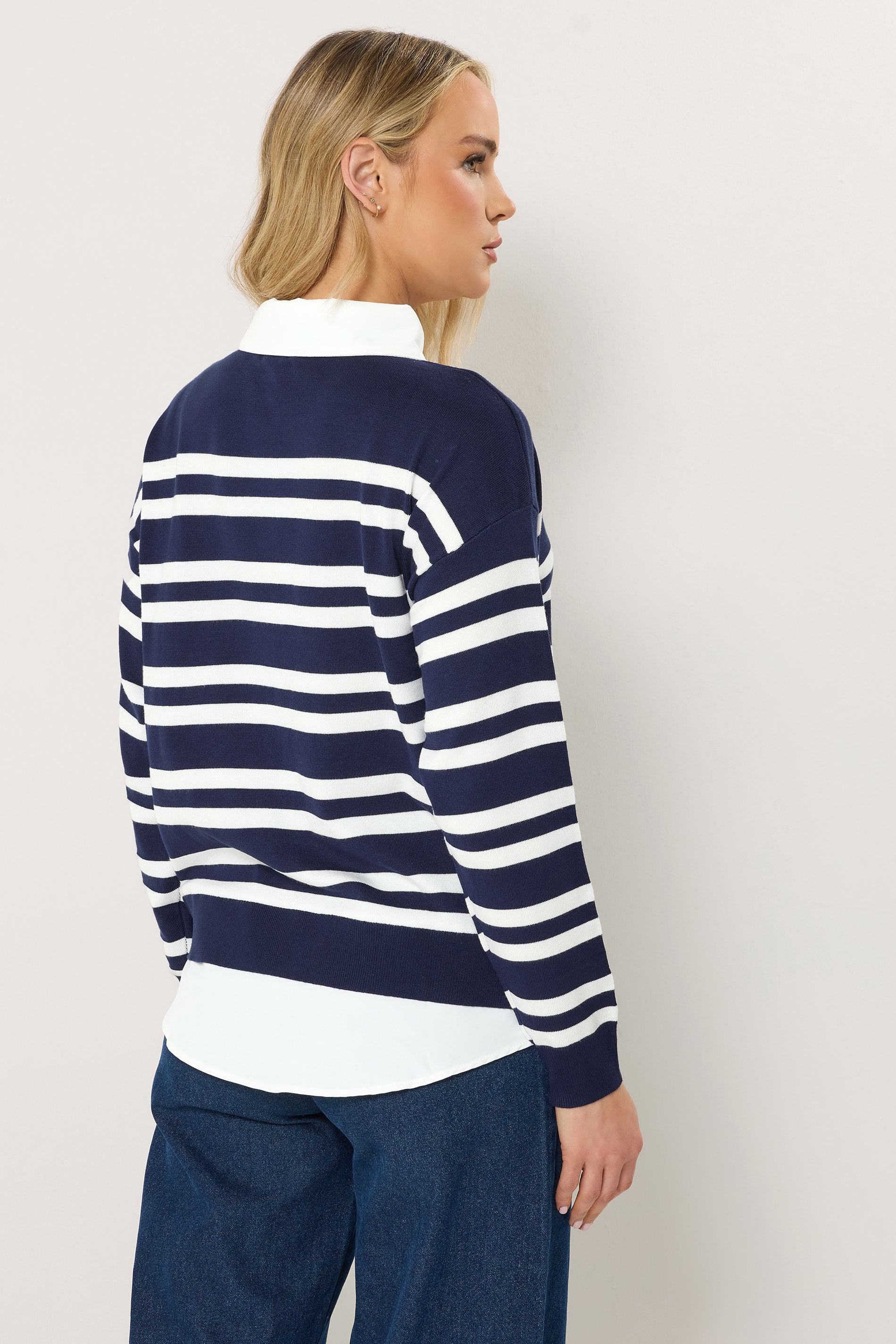 LTS Tall Women's Navy Blue Stripe 2-In-1 Jumper | Long Tall Sally  2