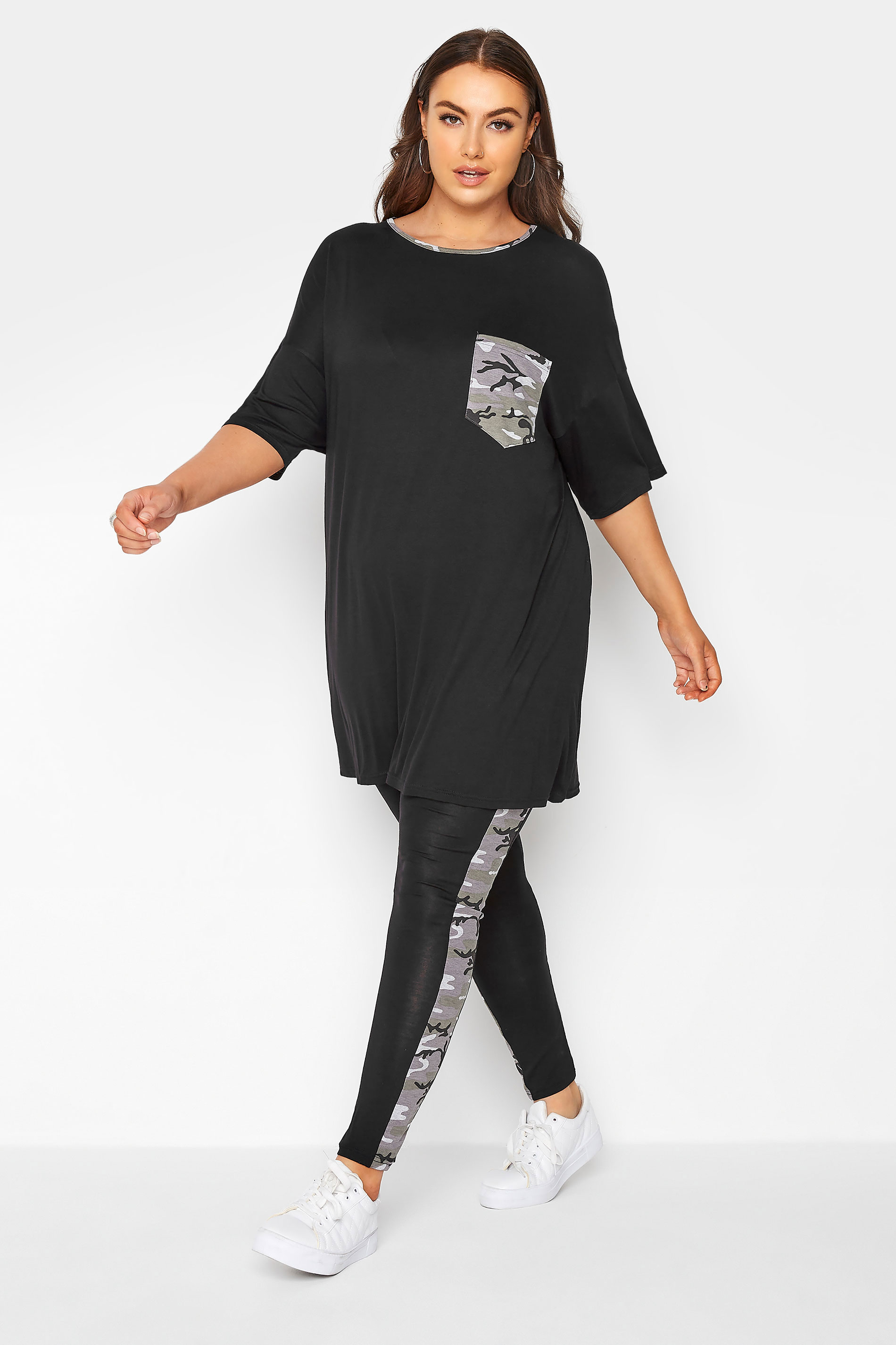 Grande taille  Tops Grande taille  T-Shirts | LIMITED COLLECTION - T-Shirt Noir Poche Contrasté - TS40113