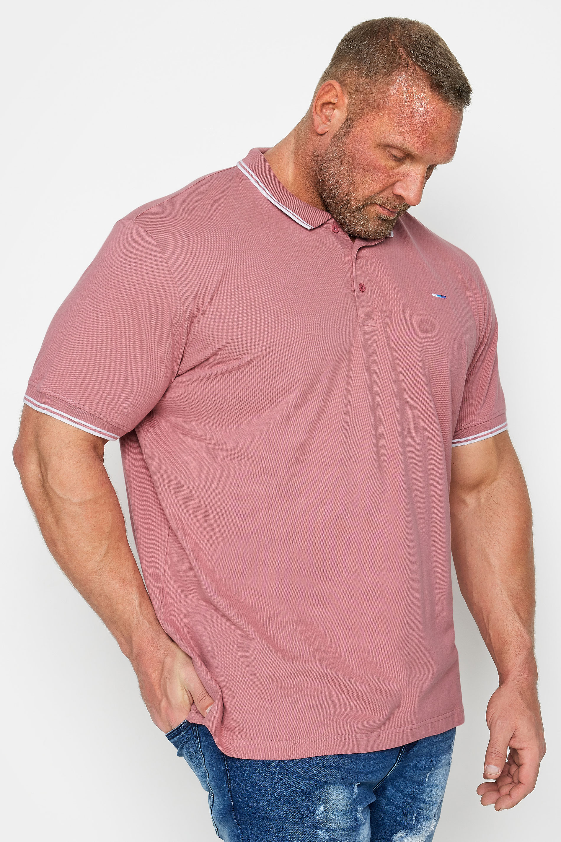 BadRhino Big & Tall 3 PACK Mineral Blue/Rose Pink/Violet Purple Tipped Polo Shirts | BadRhino 2