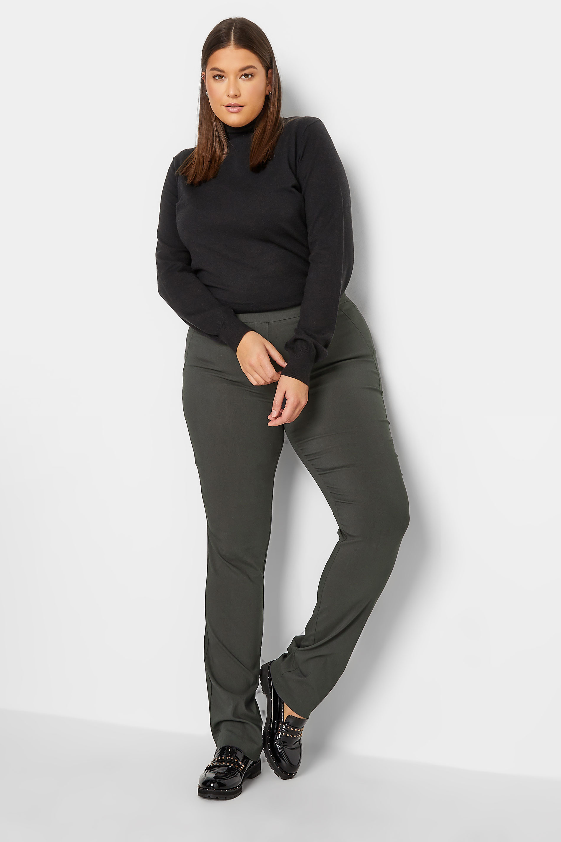 LTS Tall Women's Grey Stretch Straight Leg Trousers | Long Tall Sally 2