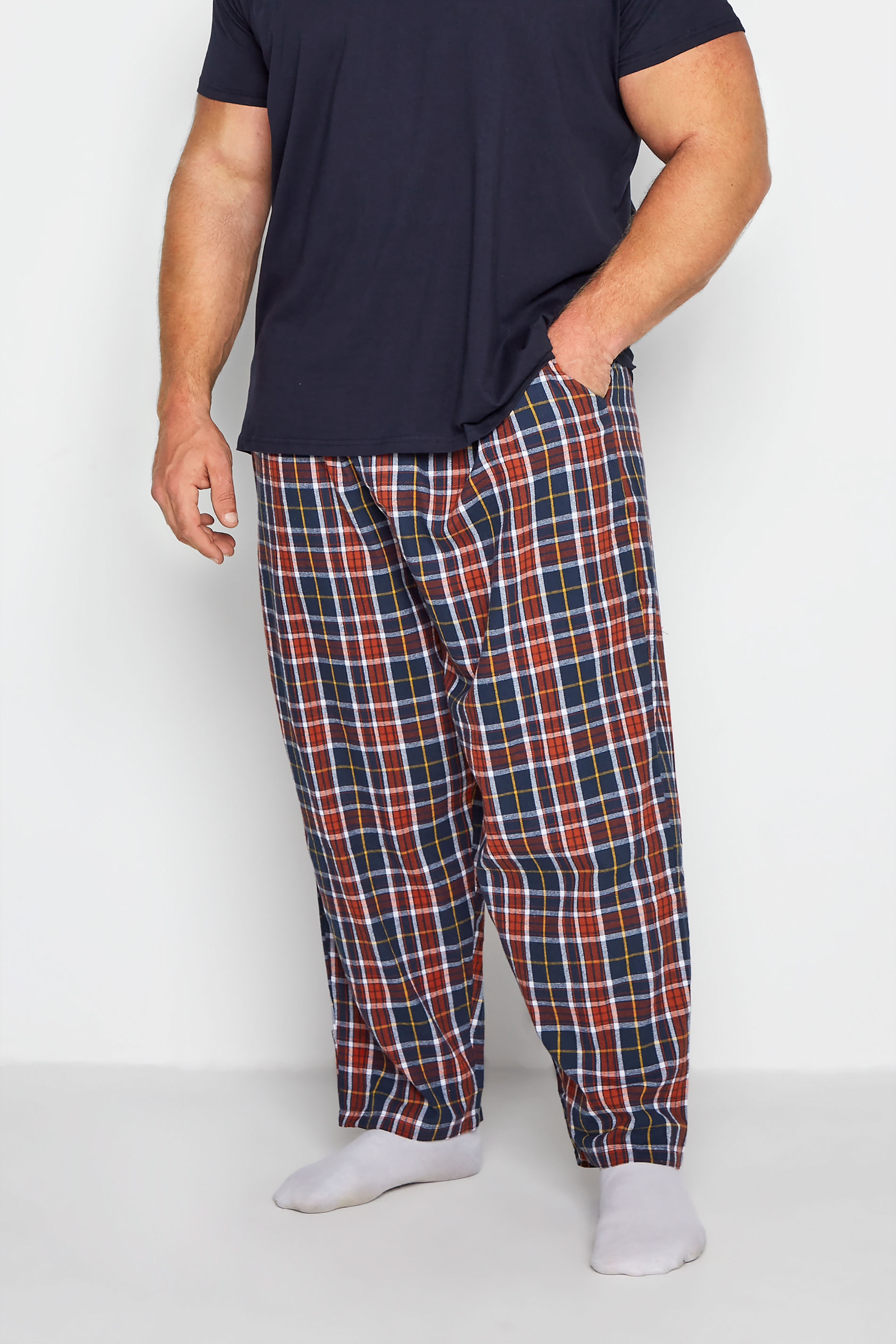ESPIONAGE Red Brushed Check Lounge Trouser_B.jpg