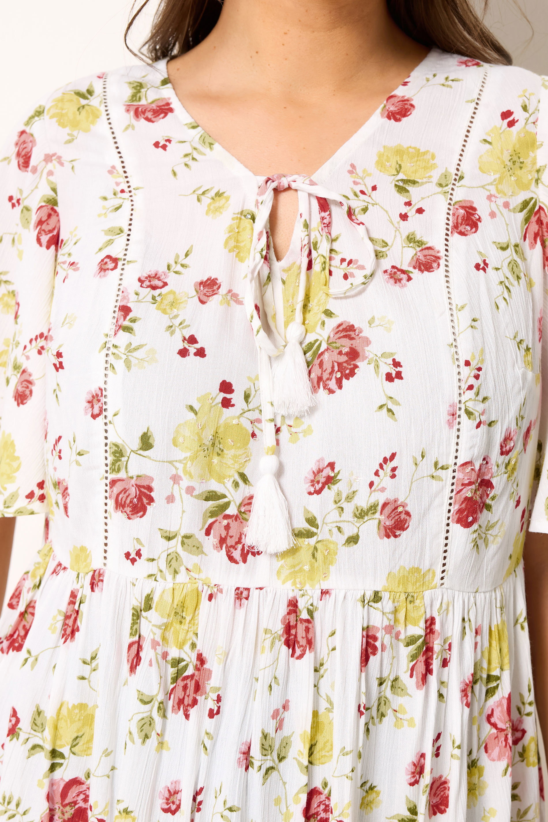 YOURS Plus Size White Floral Peplum Blouse | Yours Clothing  4