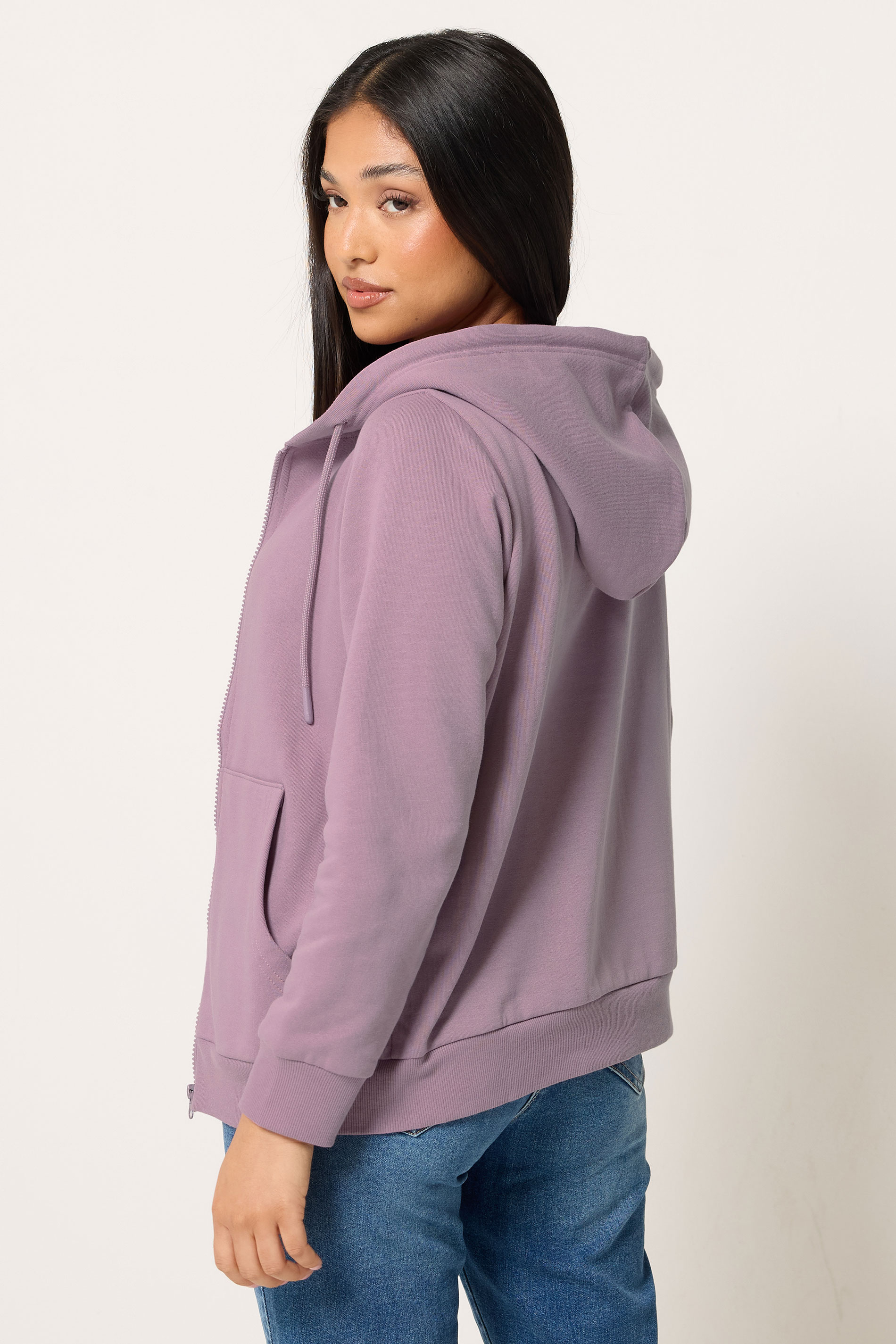 M&Co Petite Light Purple Essential Zip Hoodie | M&Co 4