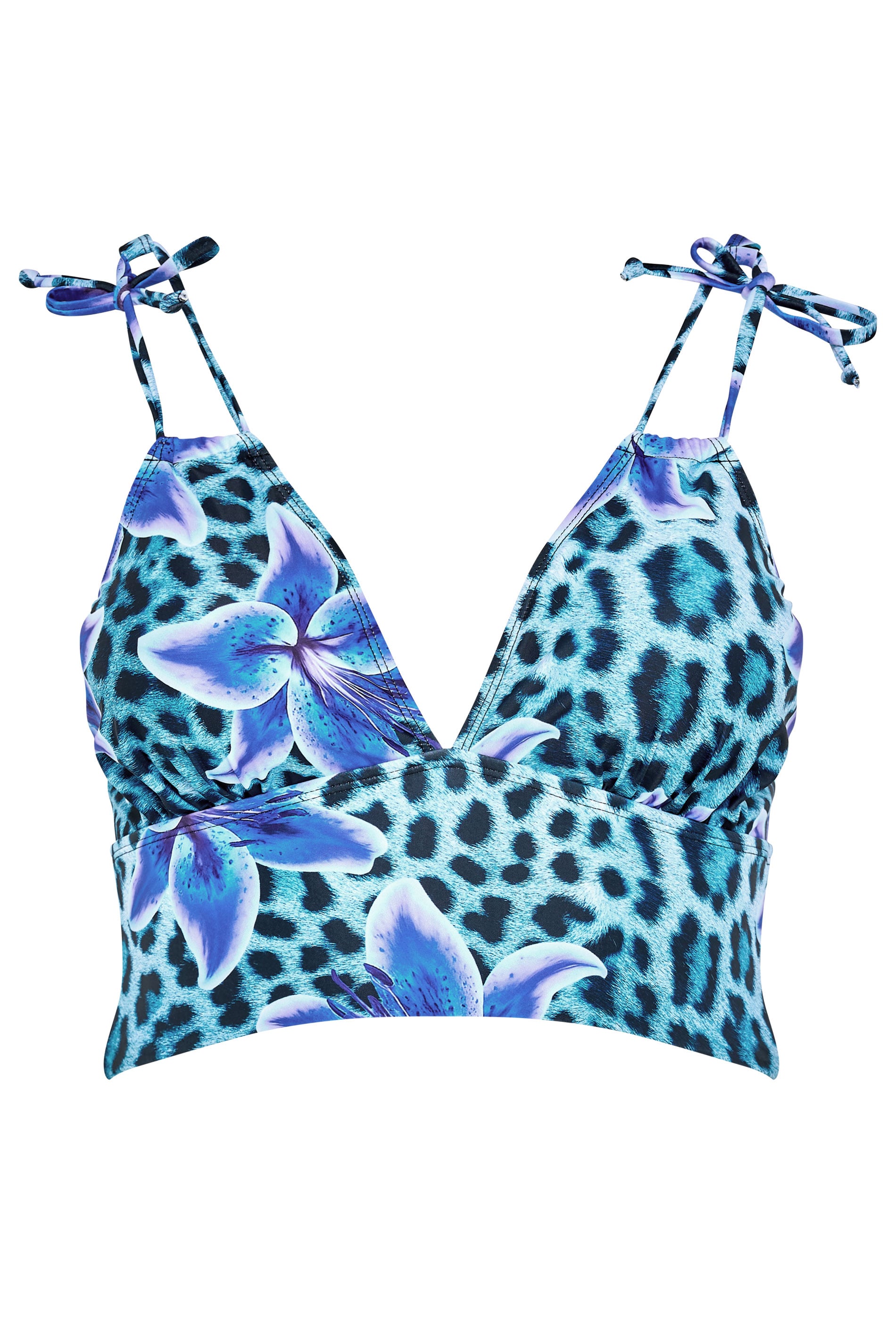 YOURS Plus Size Blue Animal Tie Bikini Top | Yours Clothing 5