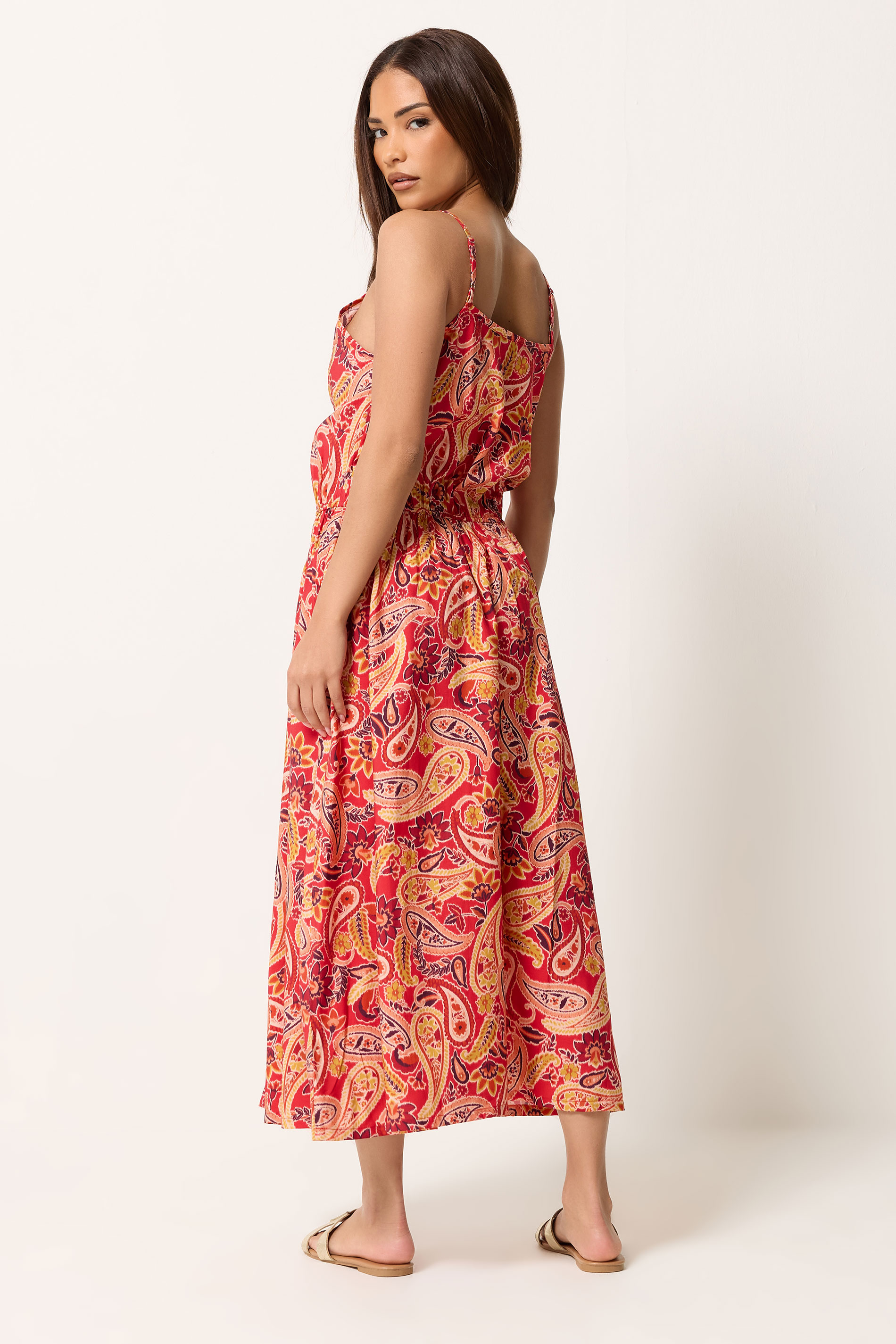 PixieGirl Petite Orange Paisley Midi Dress | PixieGirl 2